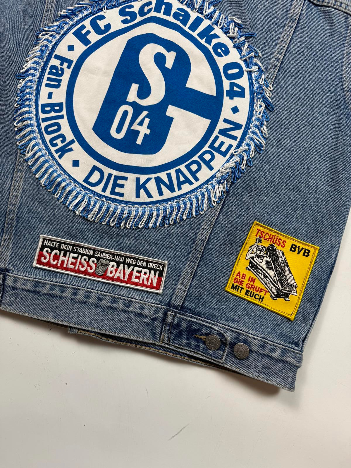 Vintage 90s Schalke Ultra denim vest jacket (M)