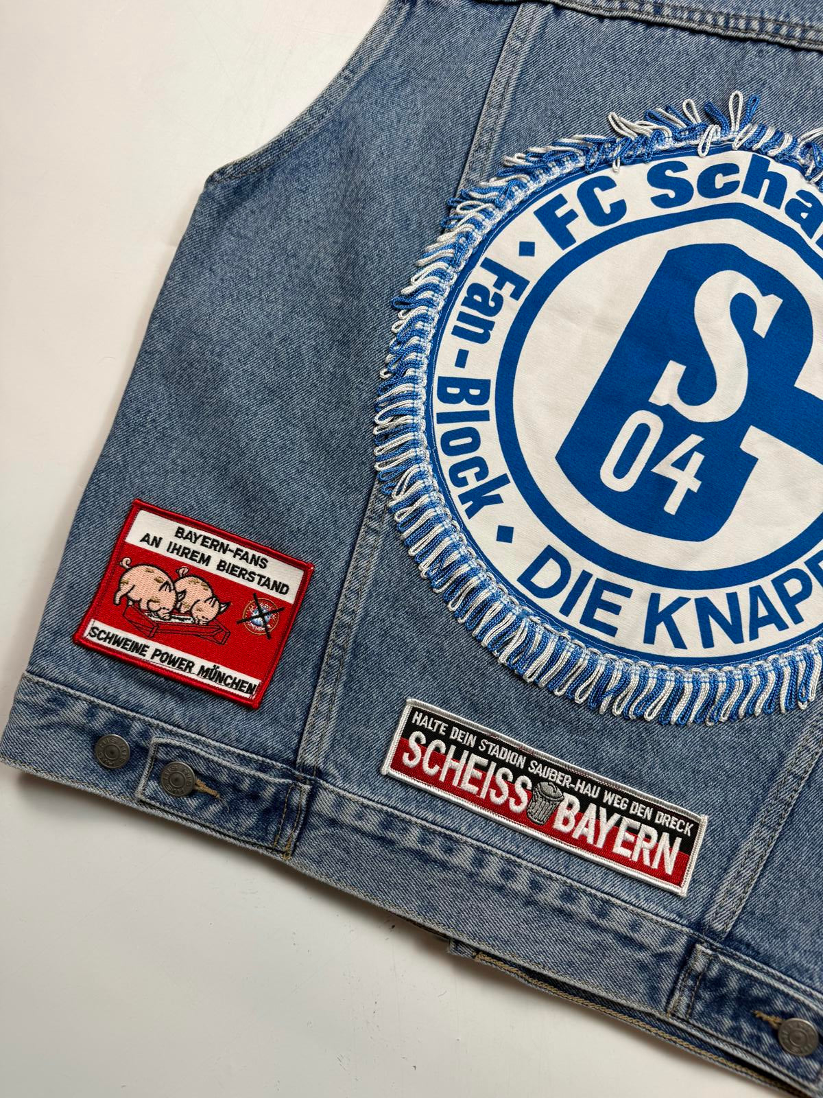 Vintage 90s Schalke Ultra denim vest jacket (M)
