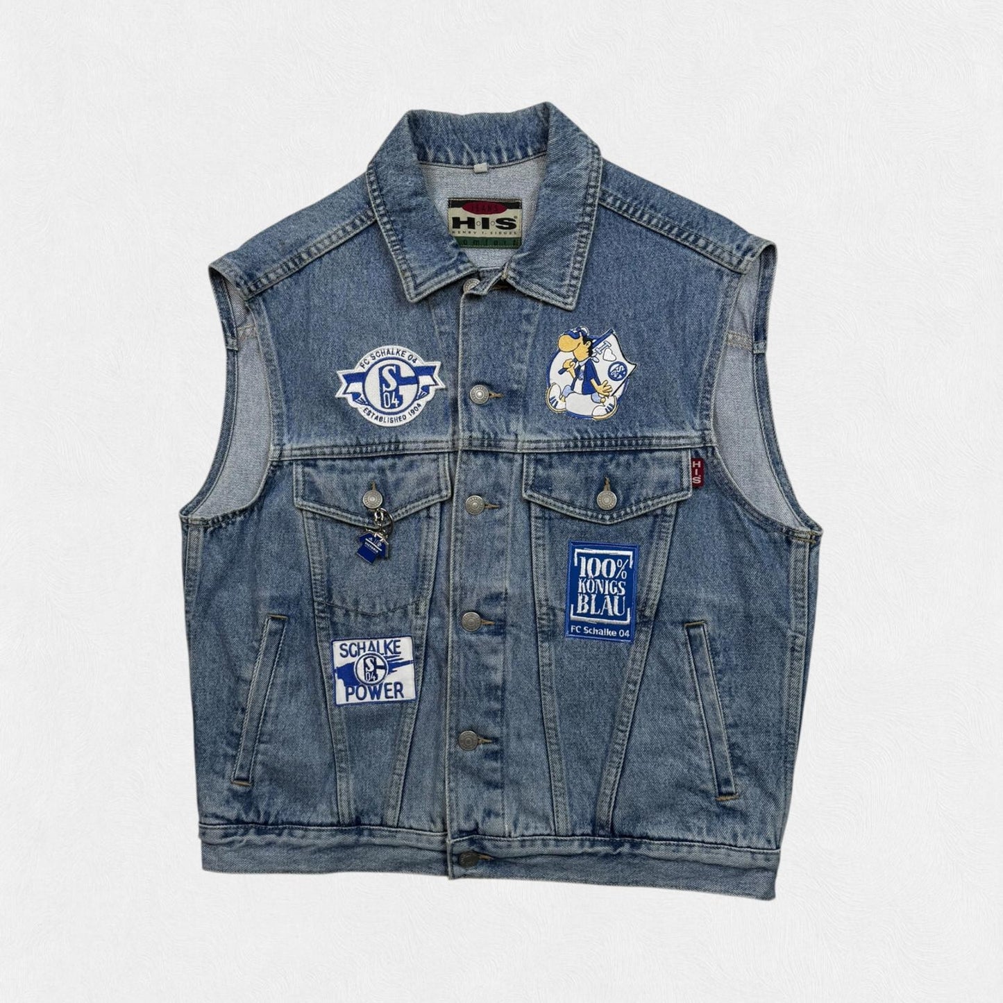 Vintage 90s Schalke Ultra denim vest jacket (M)