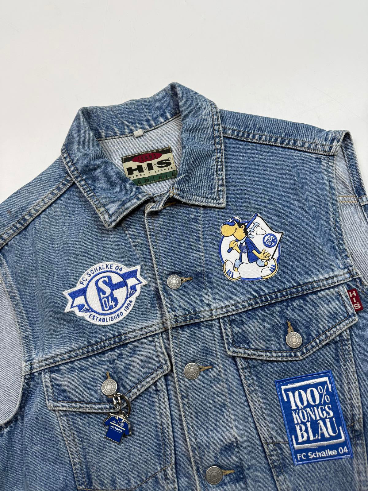 Vintage 90s Schalke Ultra denim vest jacket (M)