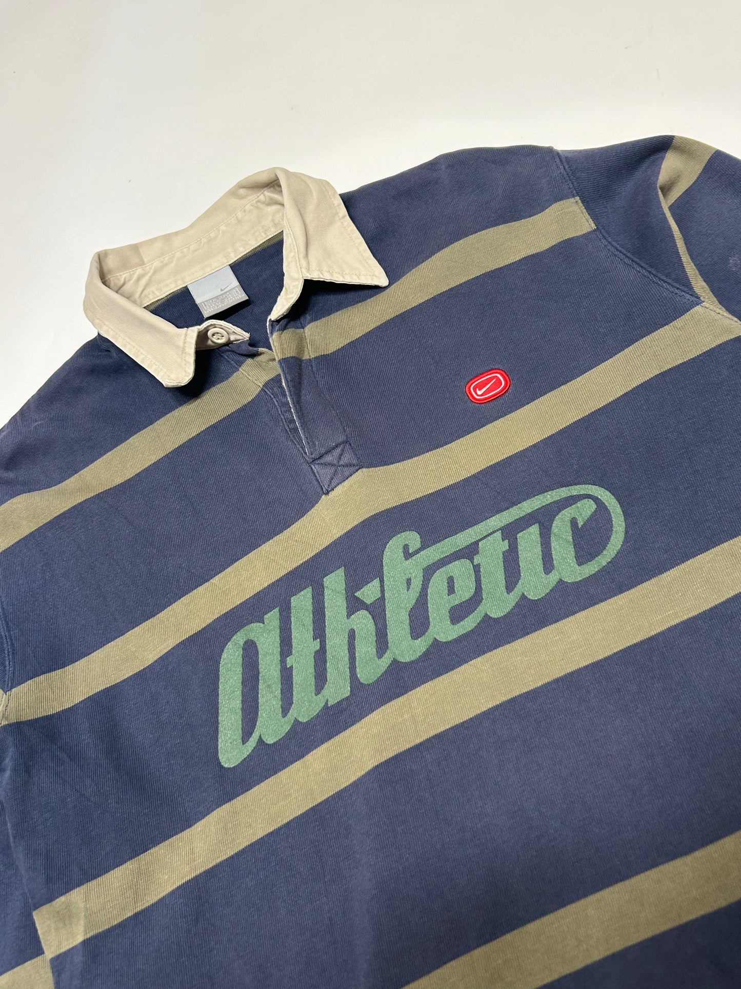 Vintage Nike athletic long sleeve striped rugby polo (M)