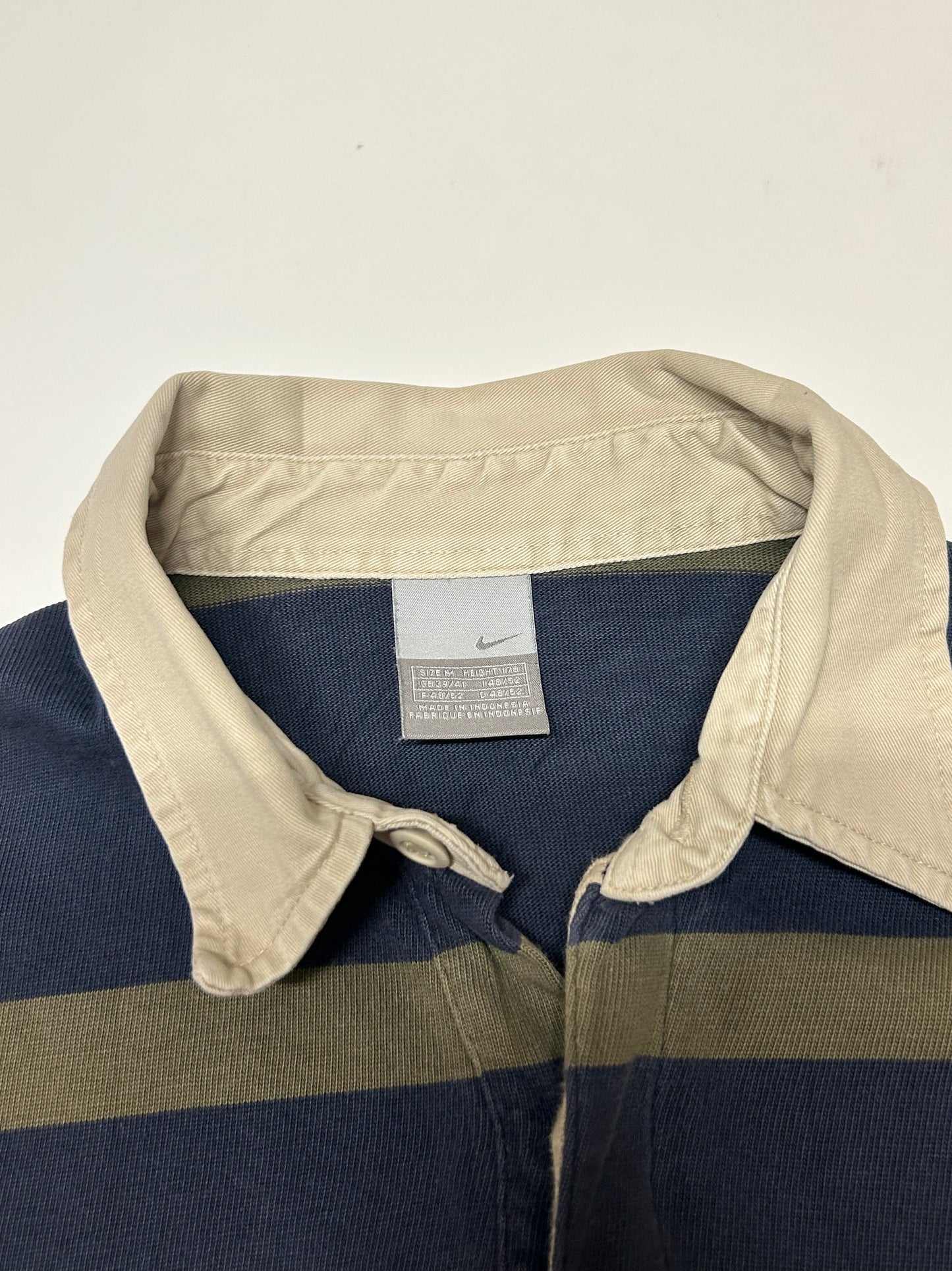 Vintage Nike athletic long sleeve striped rugby polo (M)