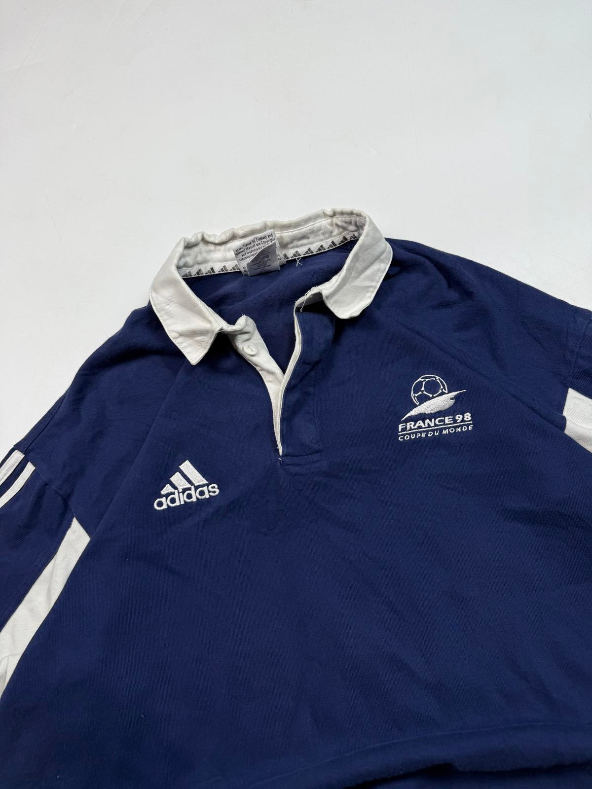 Vintage France 1998 Adidas football world cup polo shirt (L)