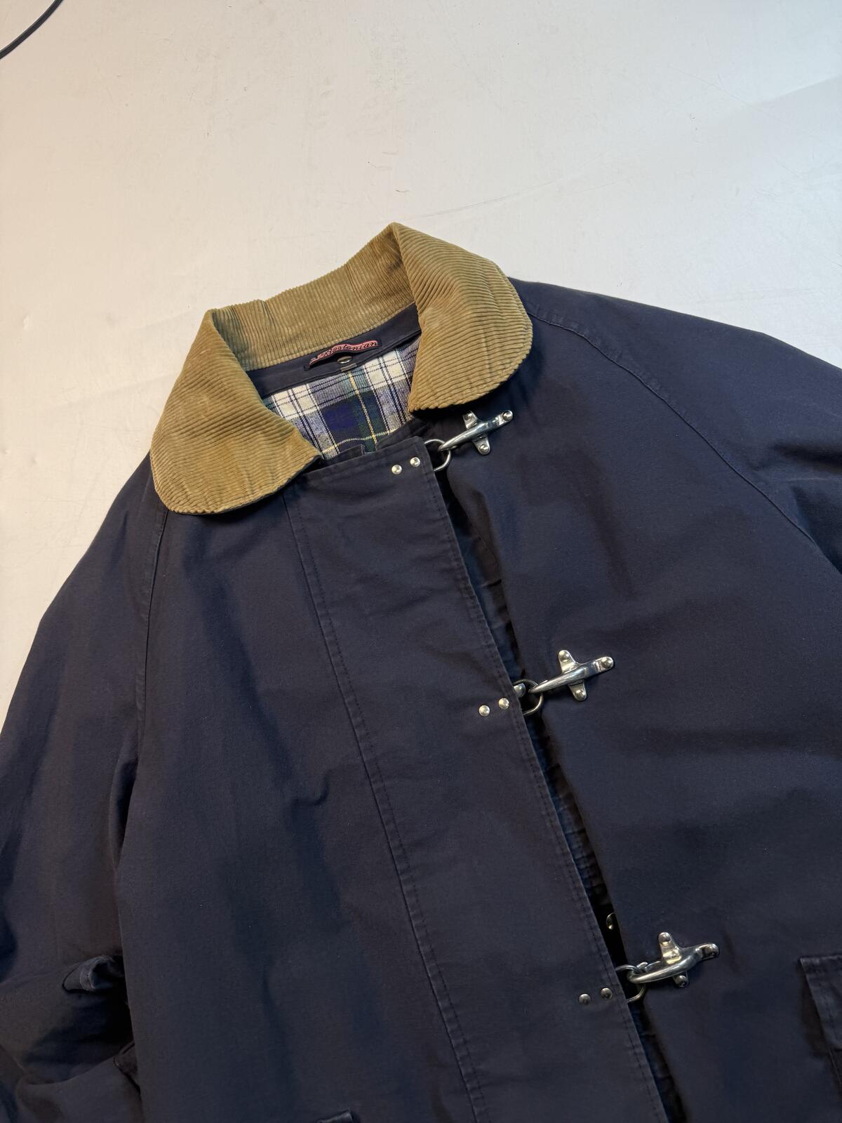 Vintage Bostonian Fireman clasp chore style collared jacket navy XL