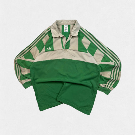 Vintage 90s adidas originals striped rugby polo shirt (L)