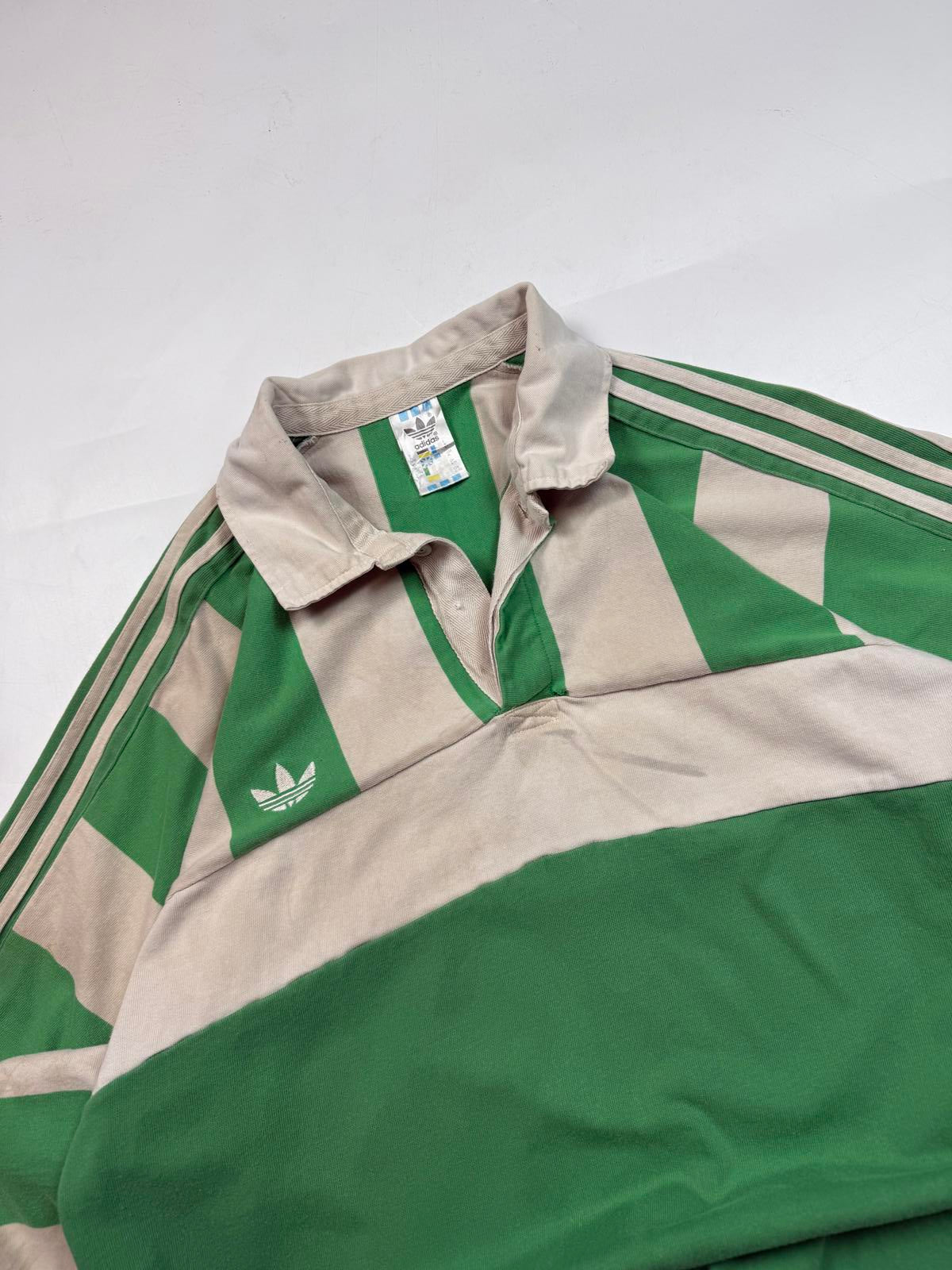 Vintage 90s adidas originals striped rugby polo shirt (L)