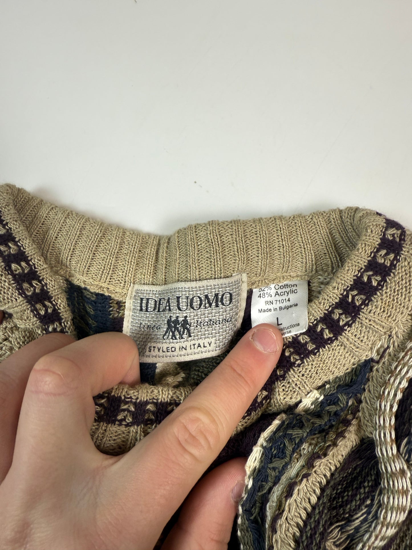 Vintage Coogi style abstract knit sweater (L)