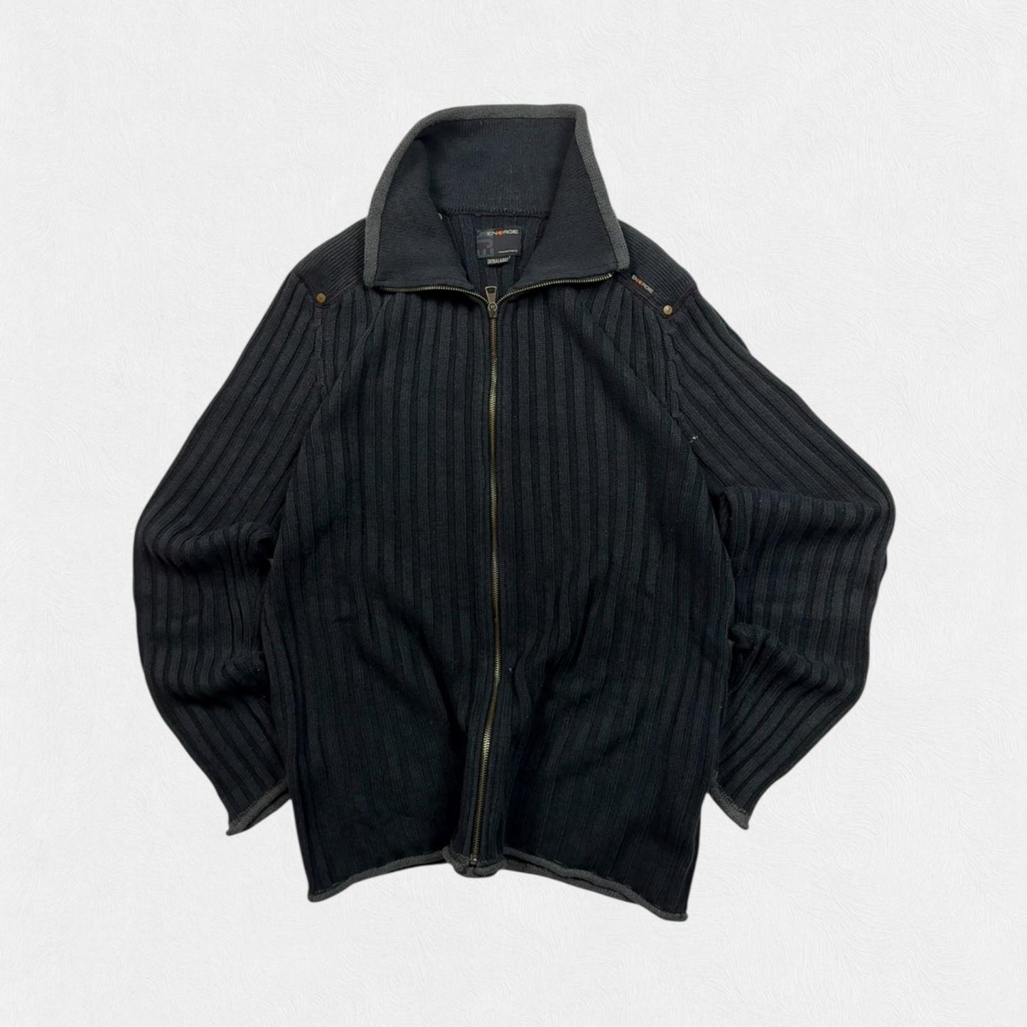Vintage Energie ribbed zip up knit sweater (XL)