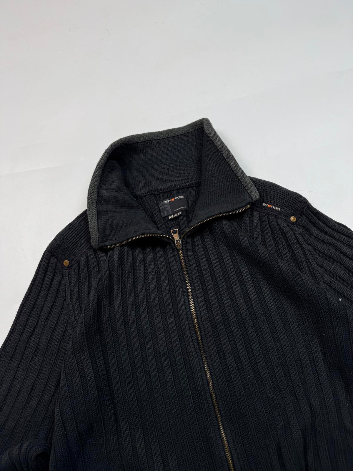 Vintage Energie ribbed zip up knit sweater (XL)