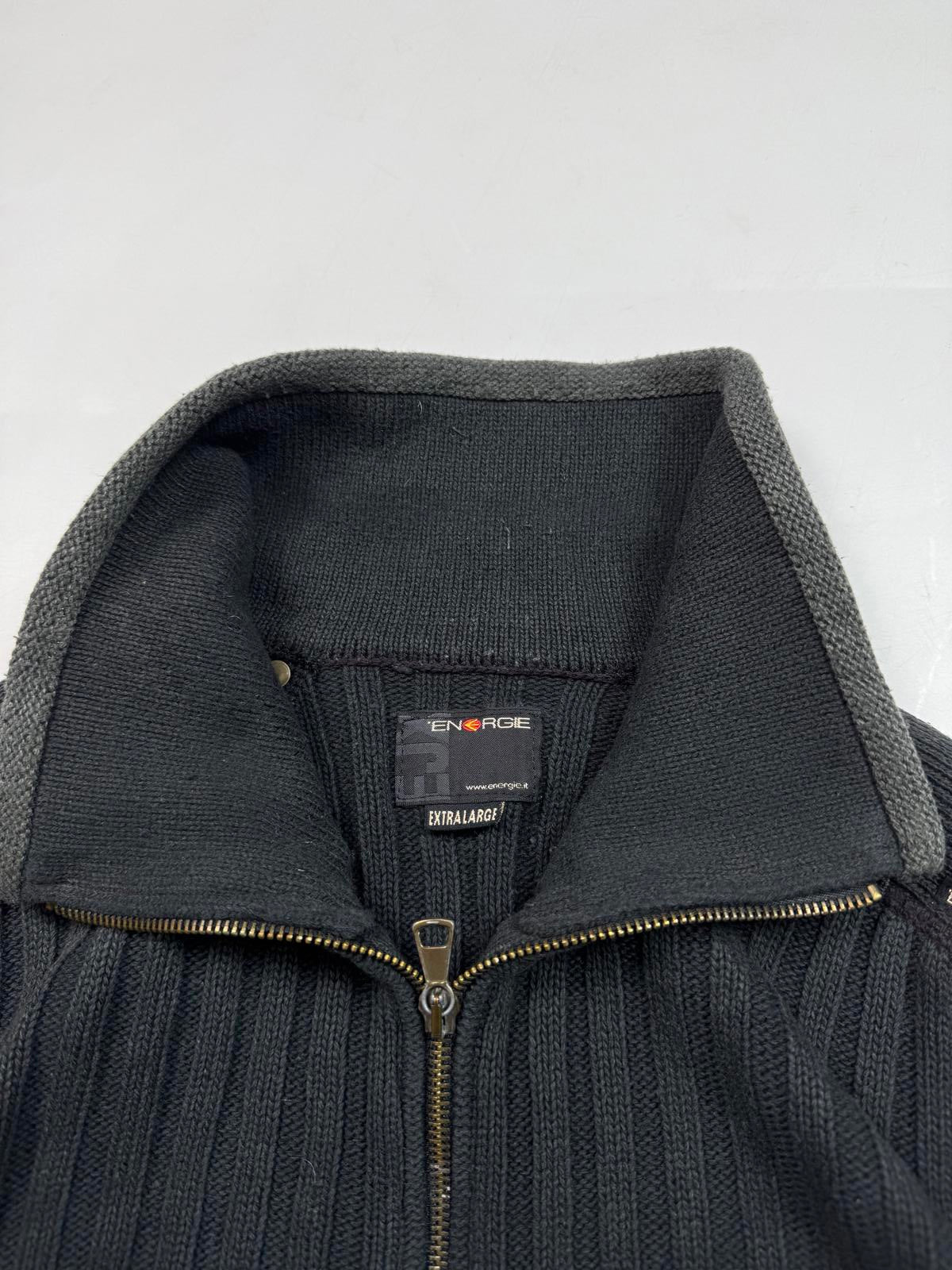 Vintage Energie ribbed zip up knit sweater (XL)