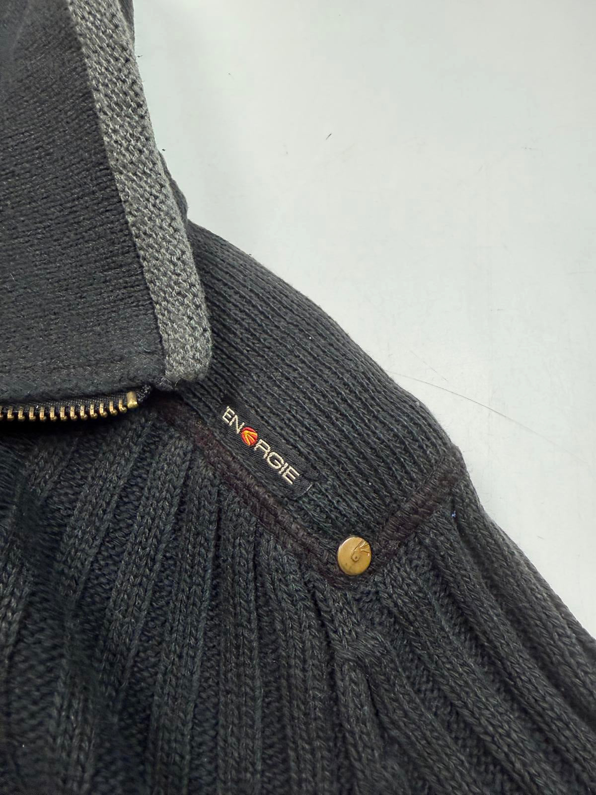 Vintage Energie ribbed zip up knit sweater (XL)