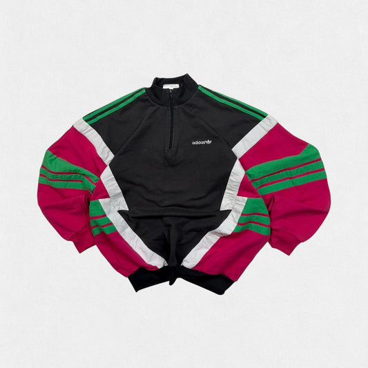 Vintage 90s adidas originals colour block quarter zip sweatshirt (M)