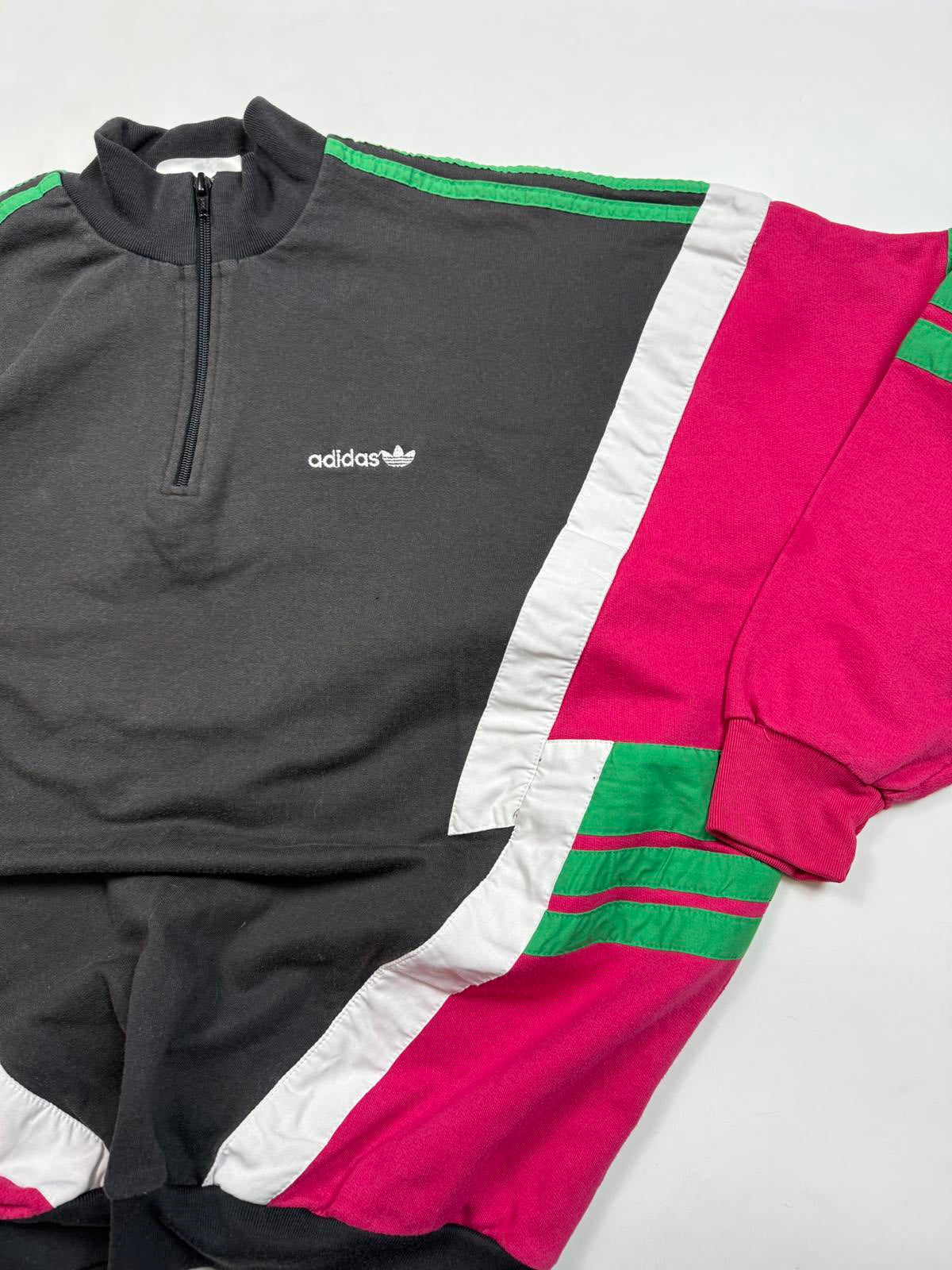 Vintage 90s adidas originals colour block quarter zip sweatshirt (M)