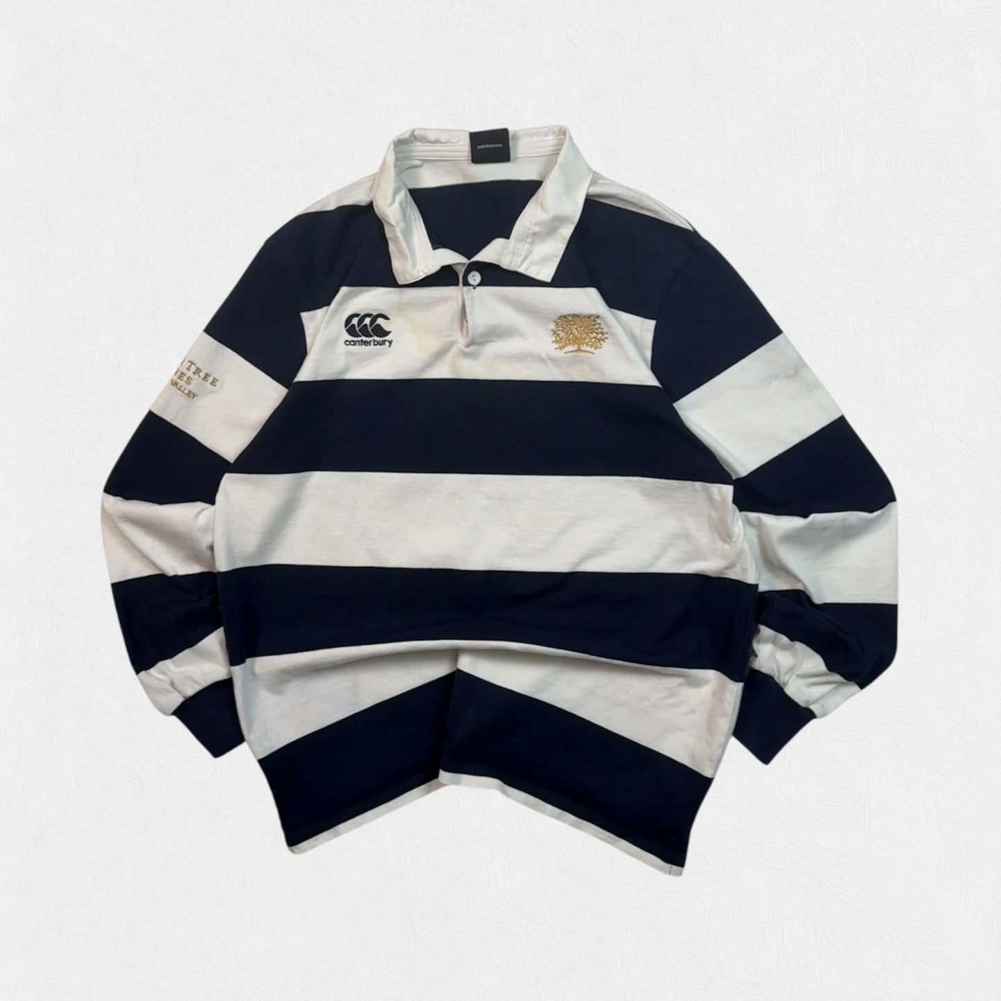 Vintage Canterbury striped rugby polo shirt (L)