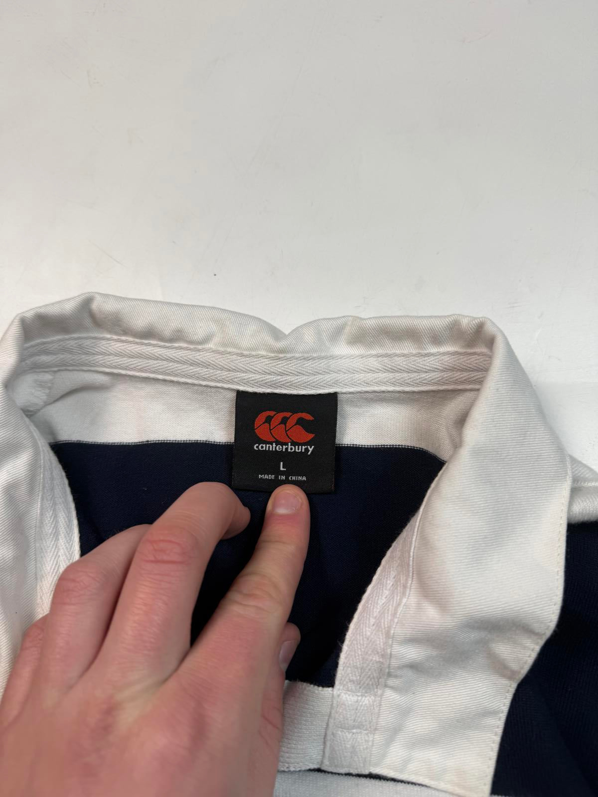 Vintage Canterbury striped rugby polo shirt (L)