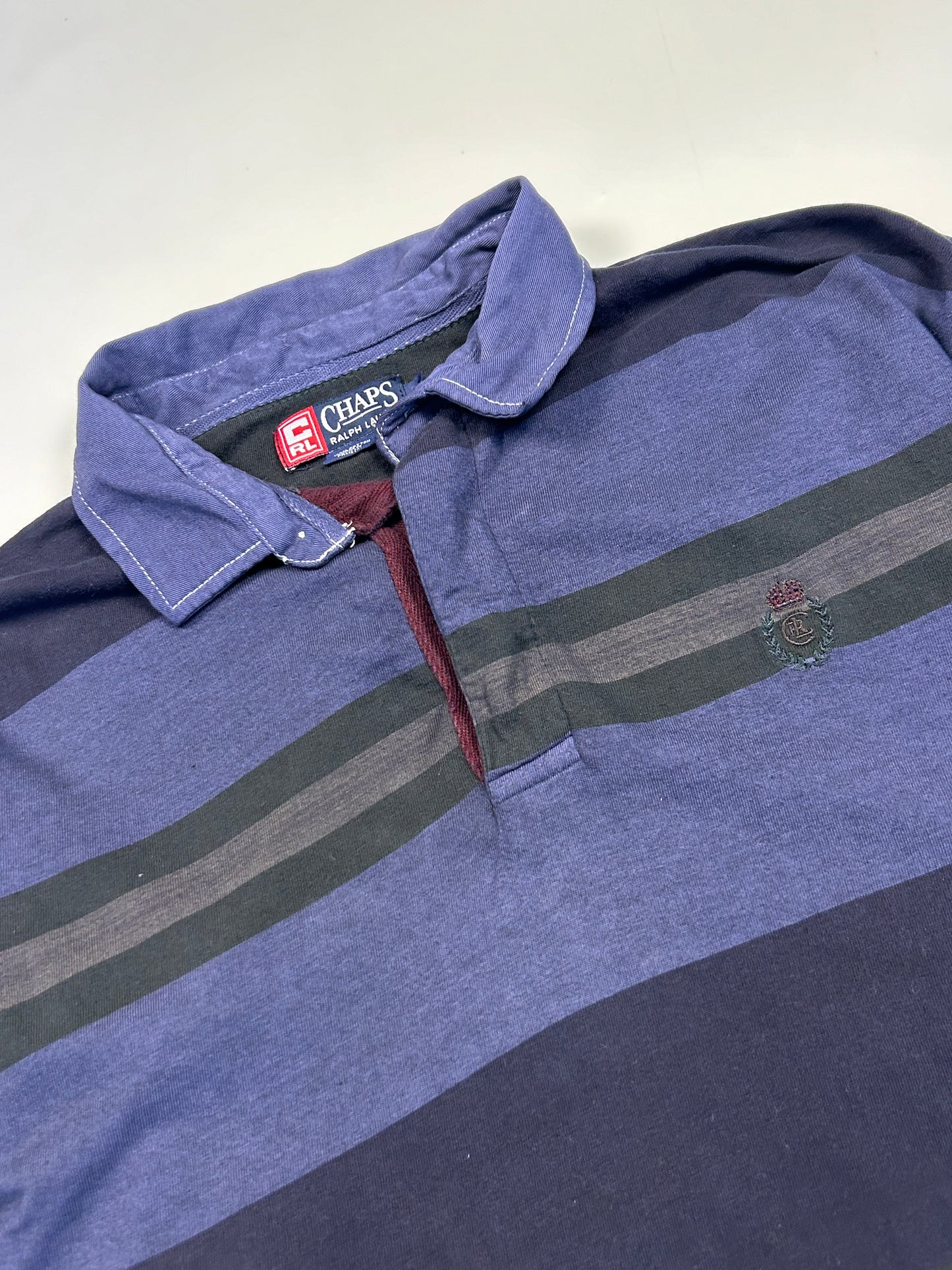 Vintage Chaps striped rugby polo shirt (L)