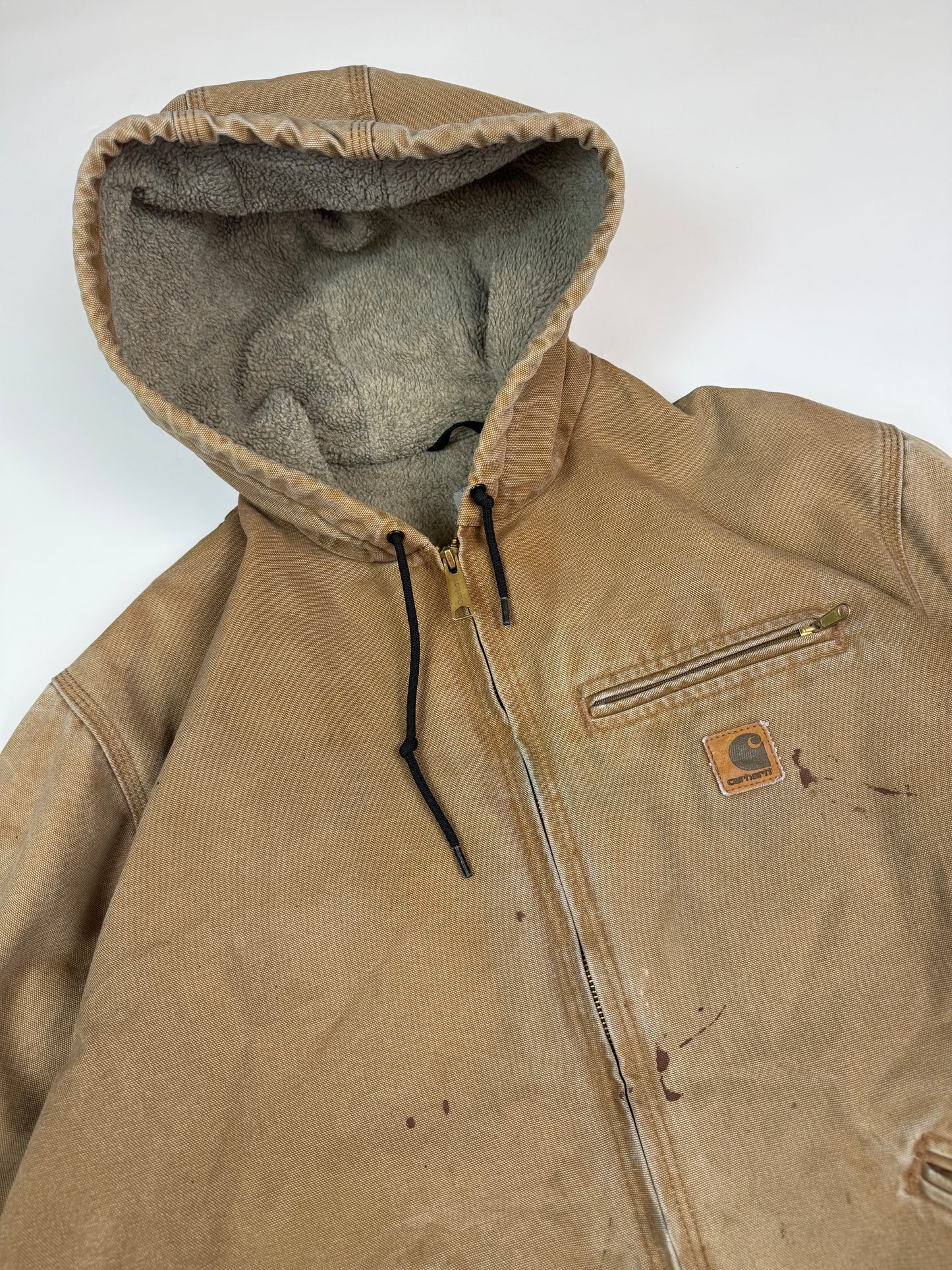 Vintage Carhartt fleece lined hooded canvas workwear jacket (XL)