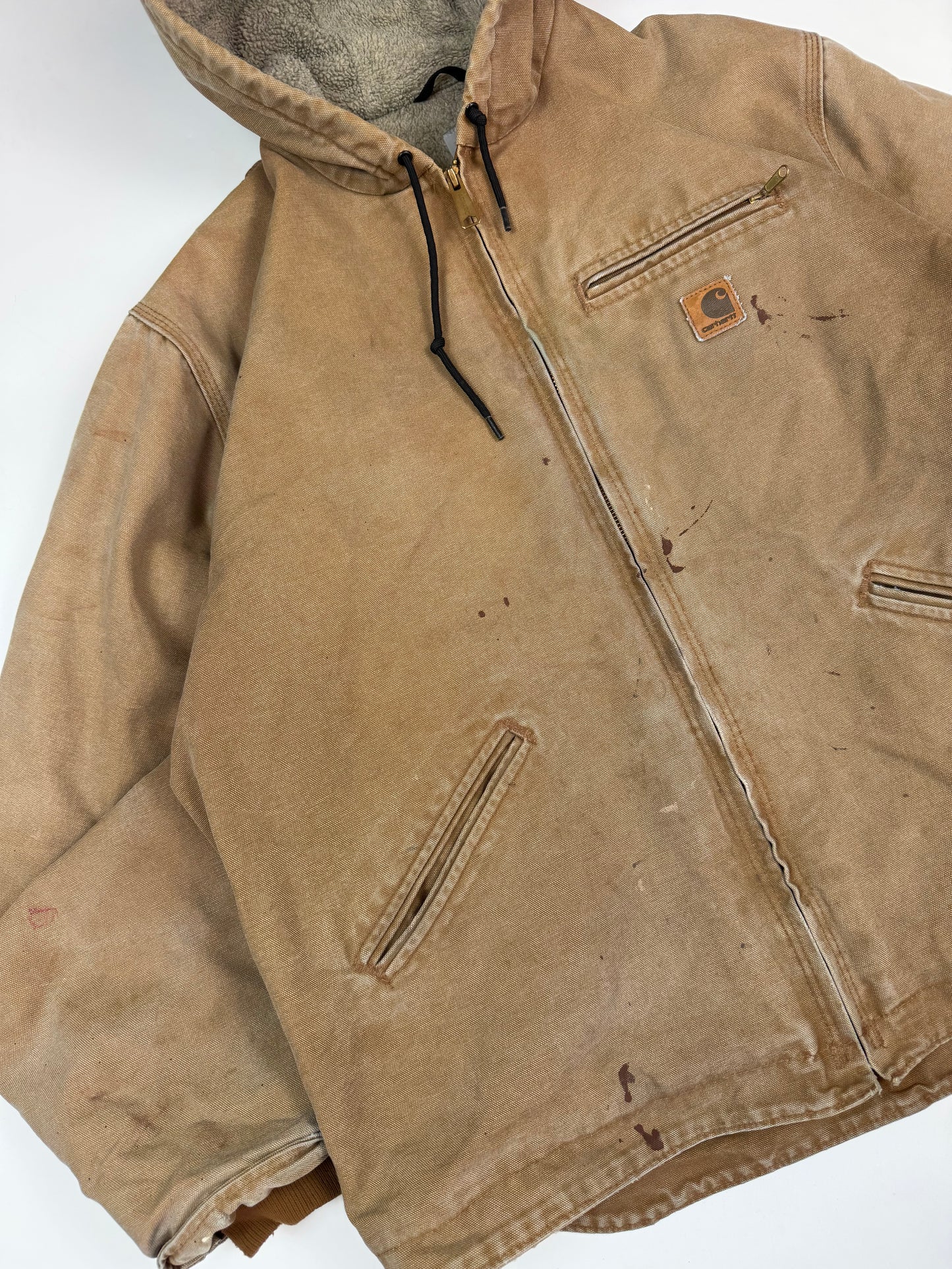 Vintage Carhartt fleece lined hooded canvas workwear jacket (XL)