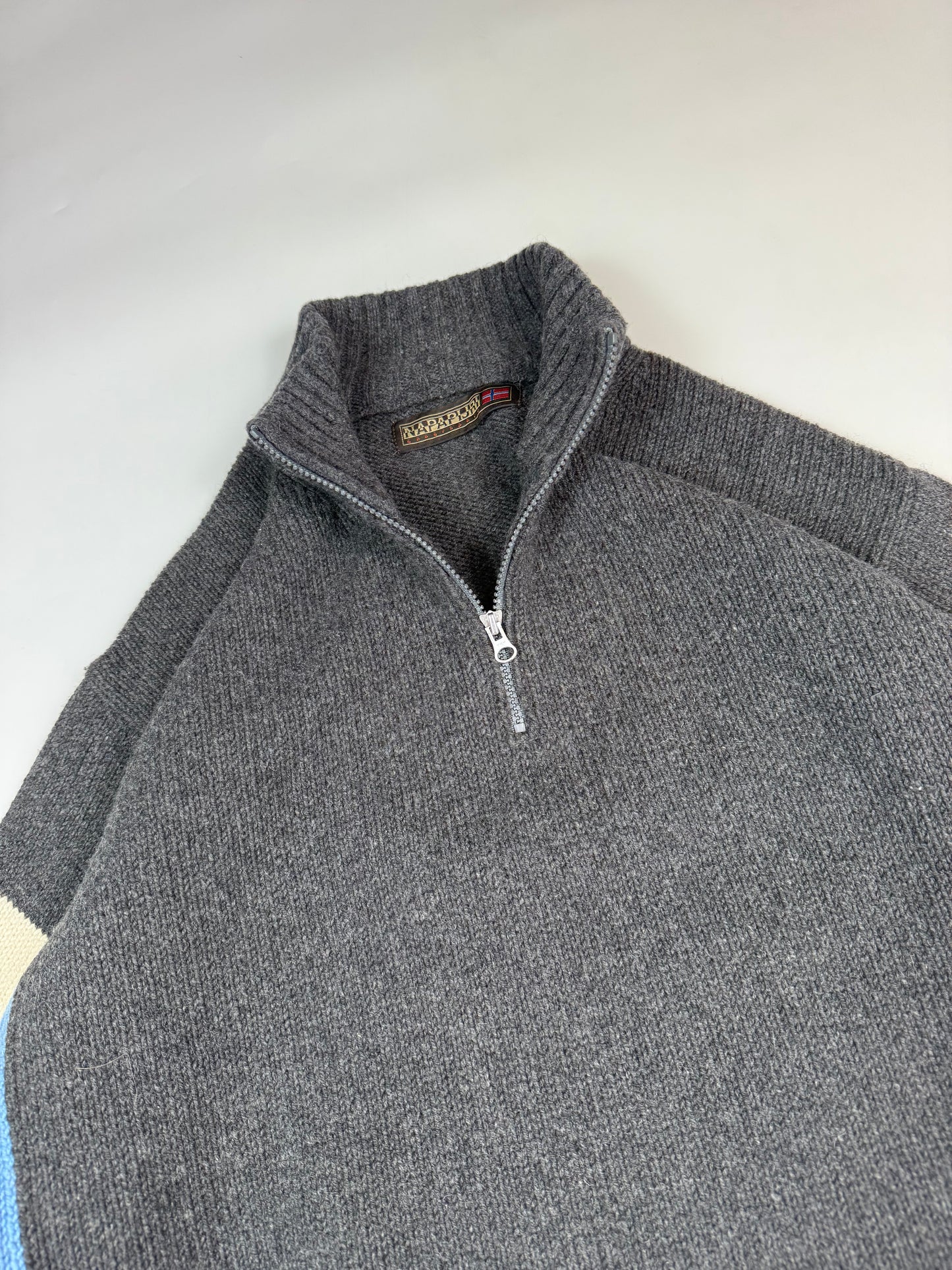 Vintage Napapijri quarter zip wool knit sweater (XL)