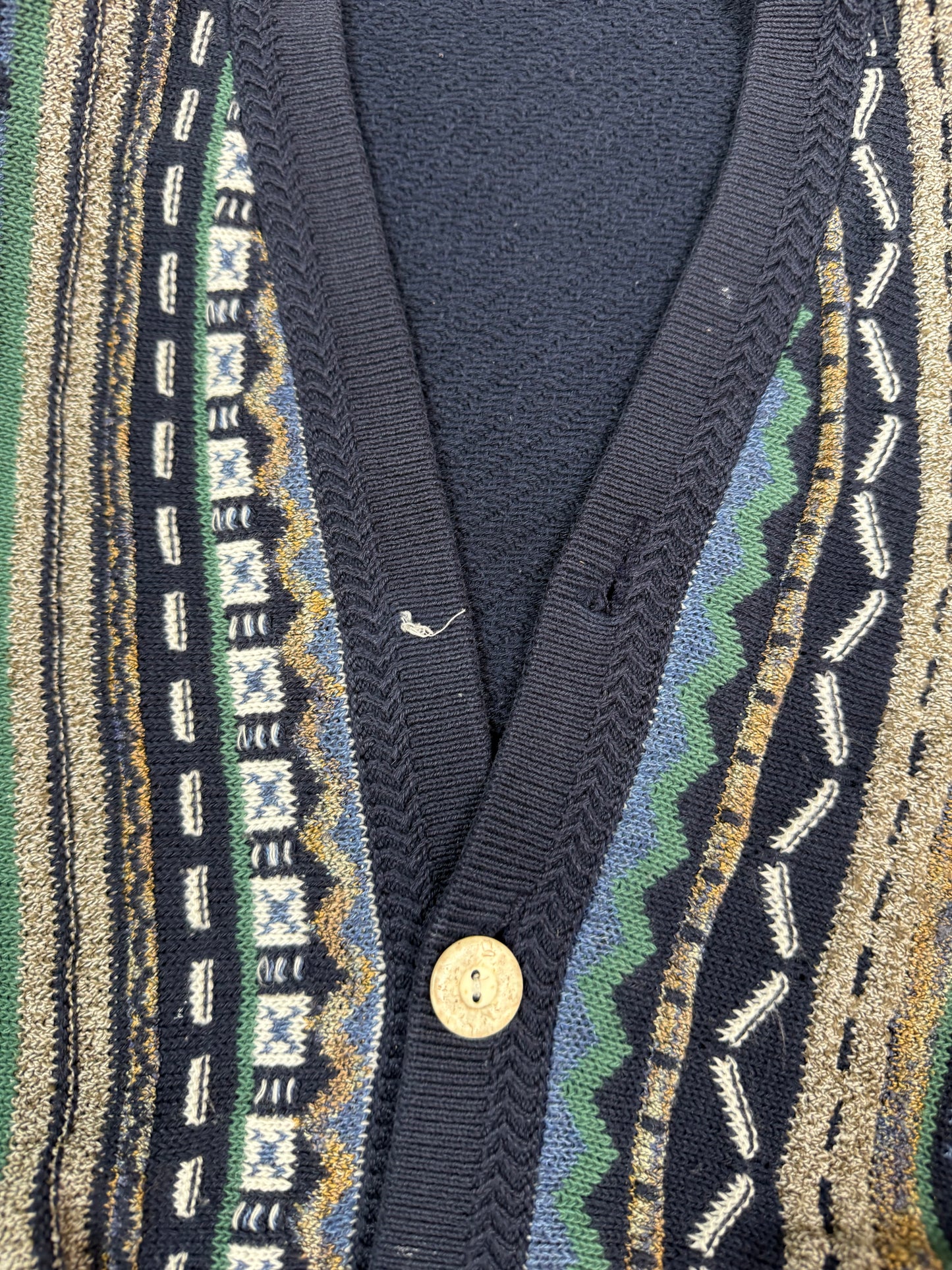 Vintage Coogi style knit cardigan sweater (L)