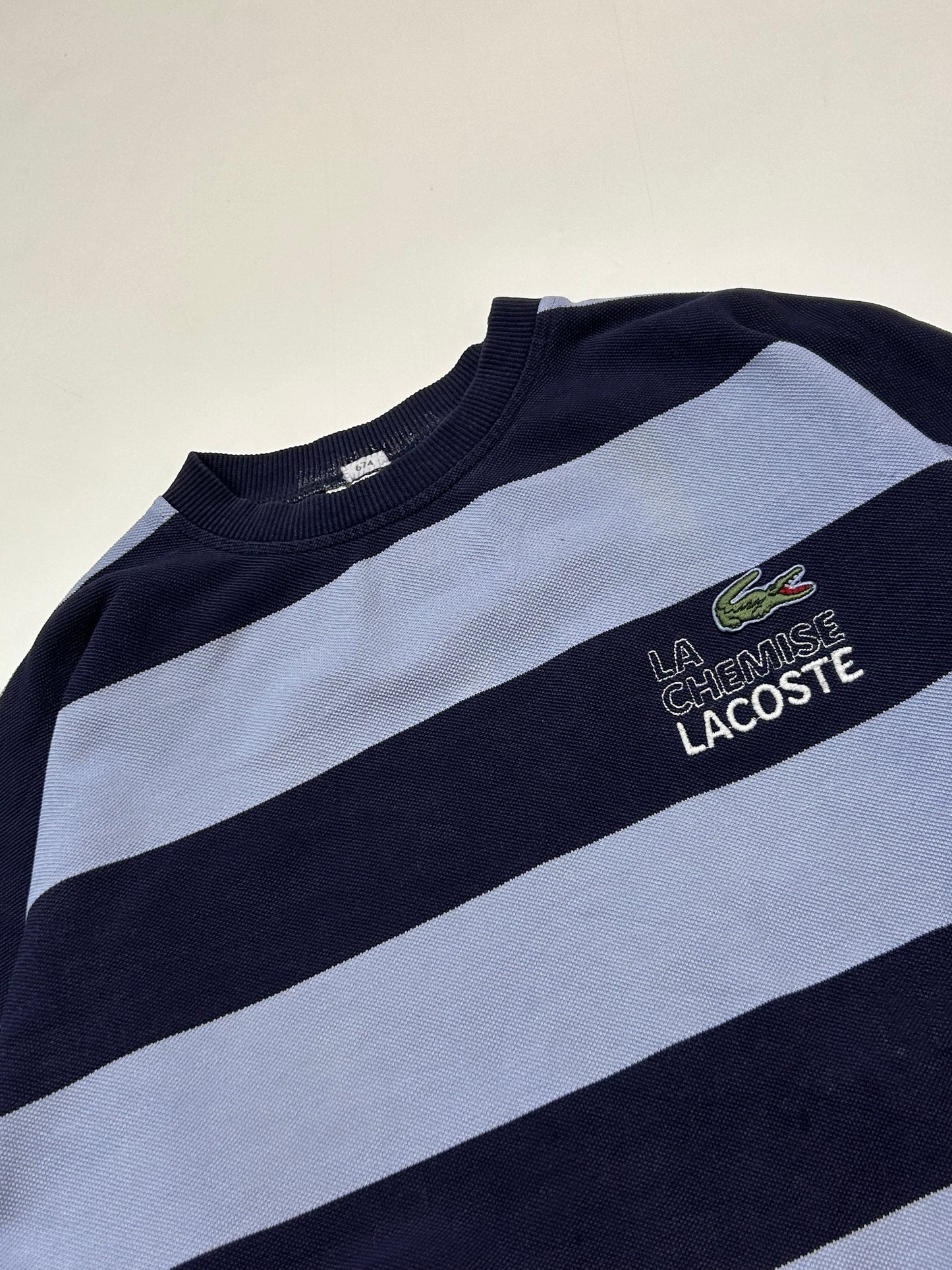 Vintage 80s Lacoste La Chemise striped sweatshirt (M)