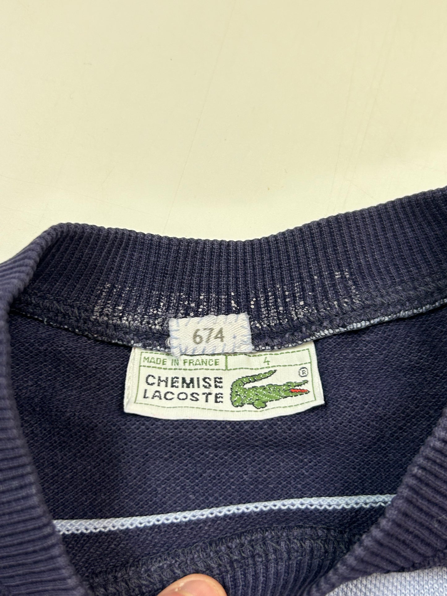 Vintage 80s Lacoste La Chemise striped sweatshirt (M)