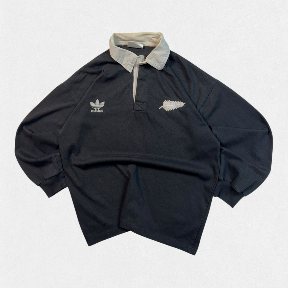 Vintage 80s New Zealand all blacks adidas rugby shirt (L)