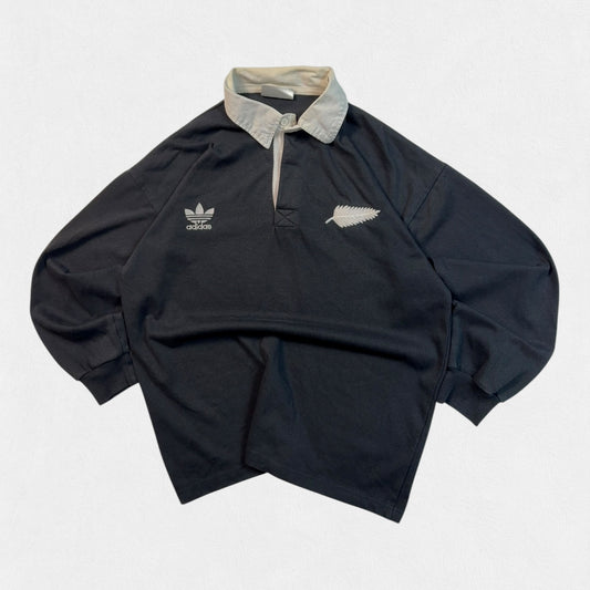 Vintage 80s New Zealand all blacks adidas rugby shirt (L)