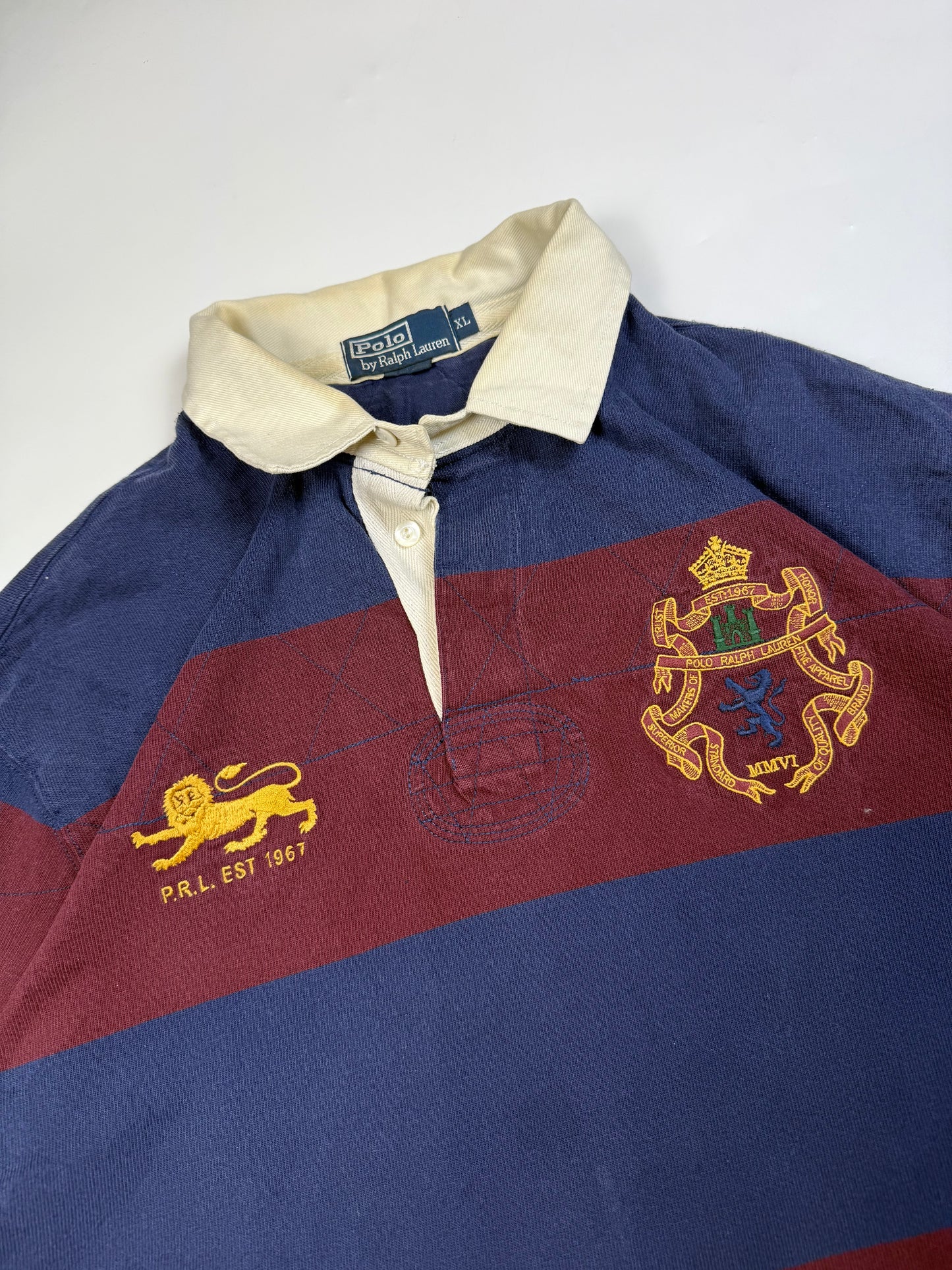 Vintage Polo Ralph Lauren striped rugby polo shirt (XL)