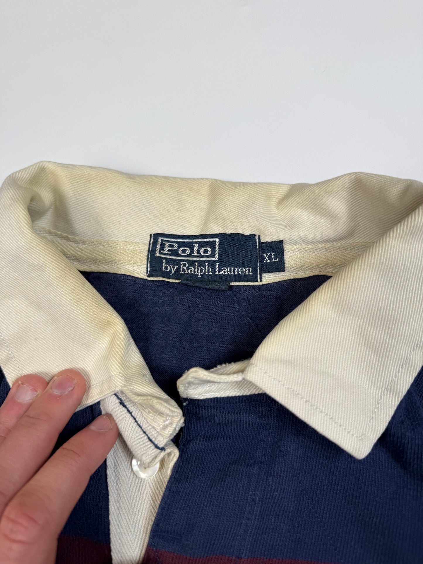 Vintage Polo Ralph Lauren striped rugby polo shirt (XL)