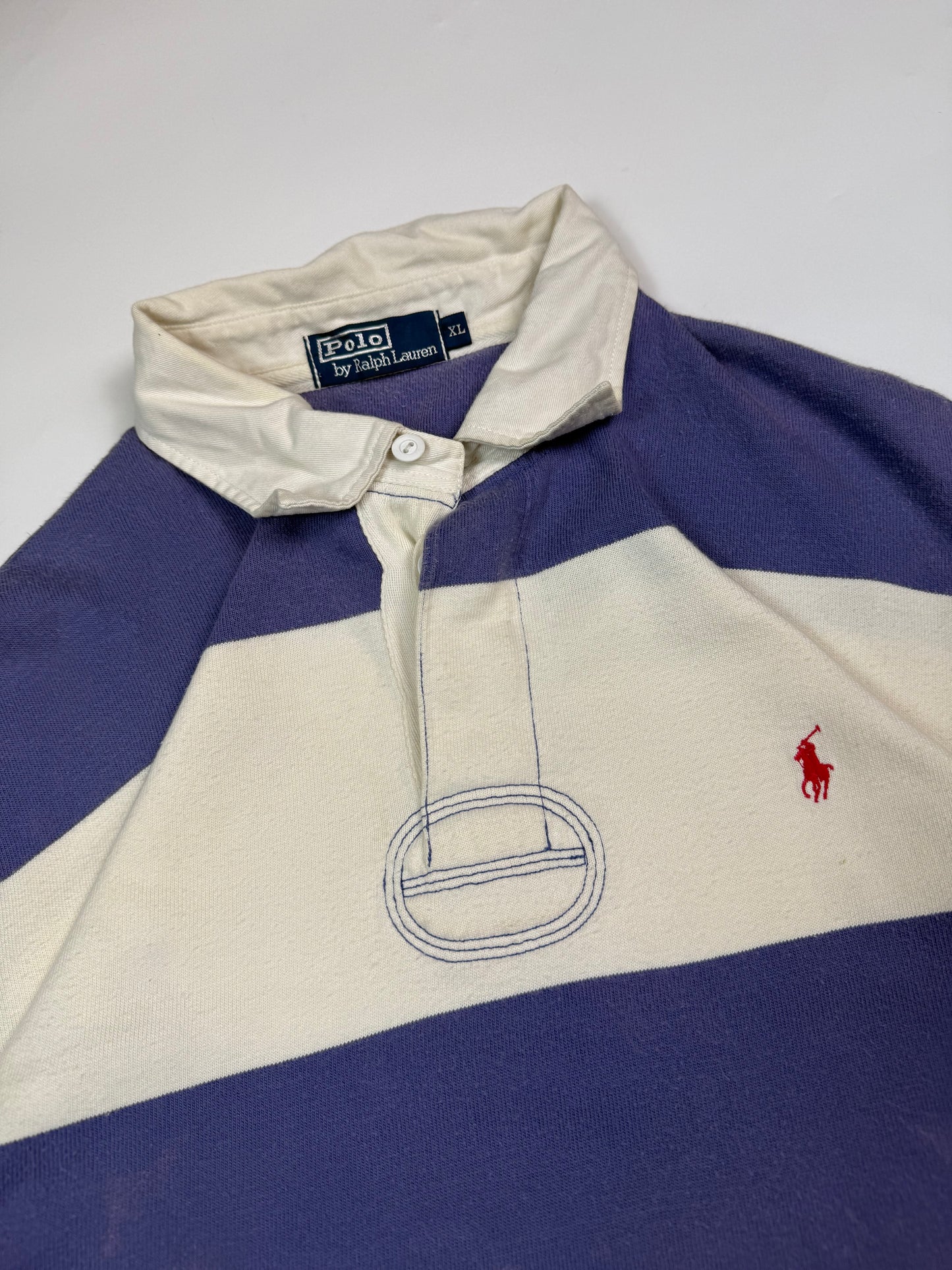 Vintage Polo Ralph Lauren striped rugby polo shirt (XL)
