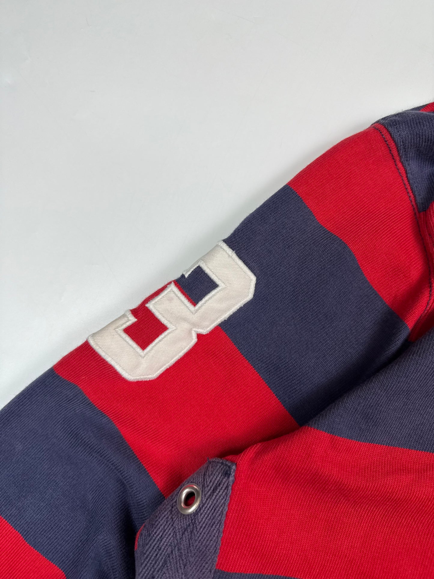 Vintage Polo Ralph Lauren big pony striped rugby polo shirt (L)