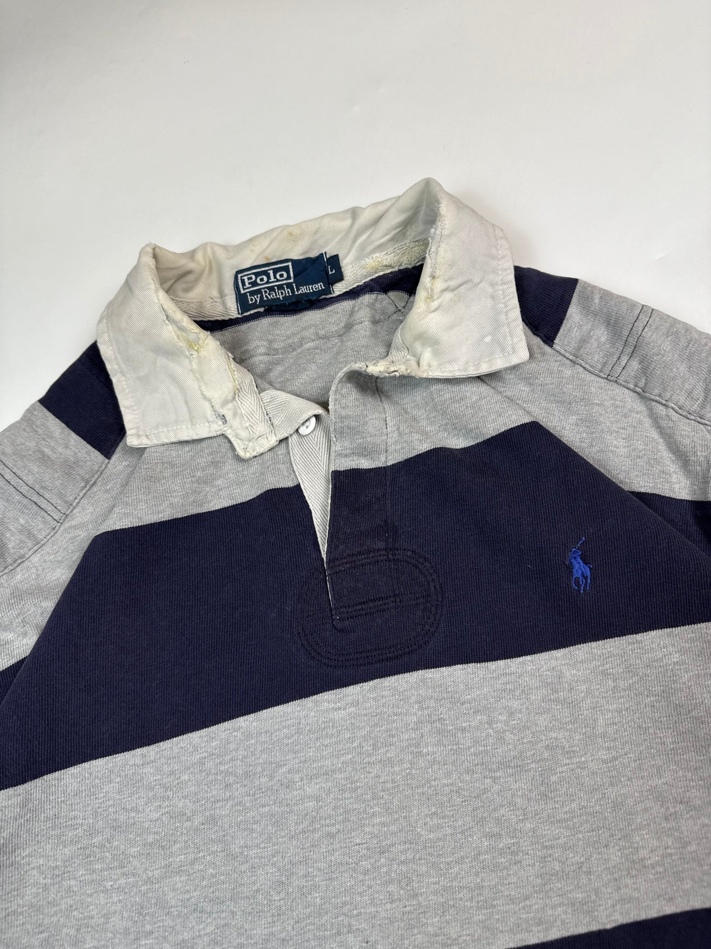 Vintage 90s Polo Ralph Lauren striped rugby polo shirt (L)