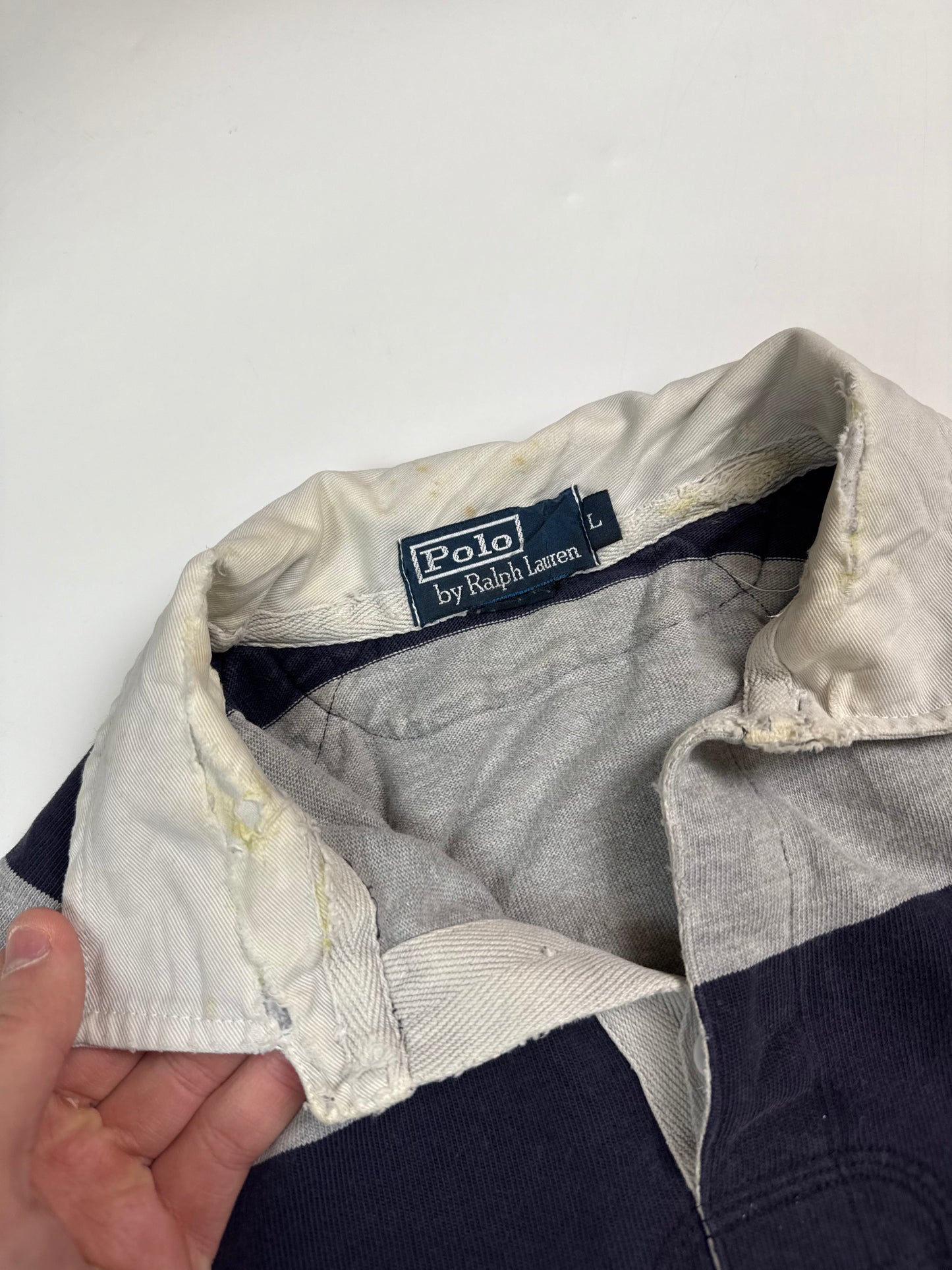 Vintage 90s Polo Ralph Lauren striped rugby polo shirt (L)