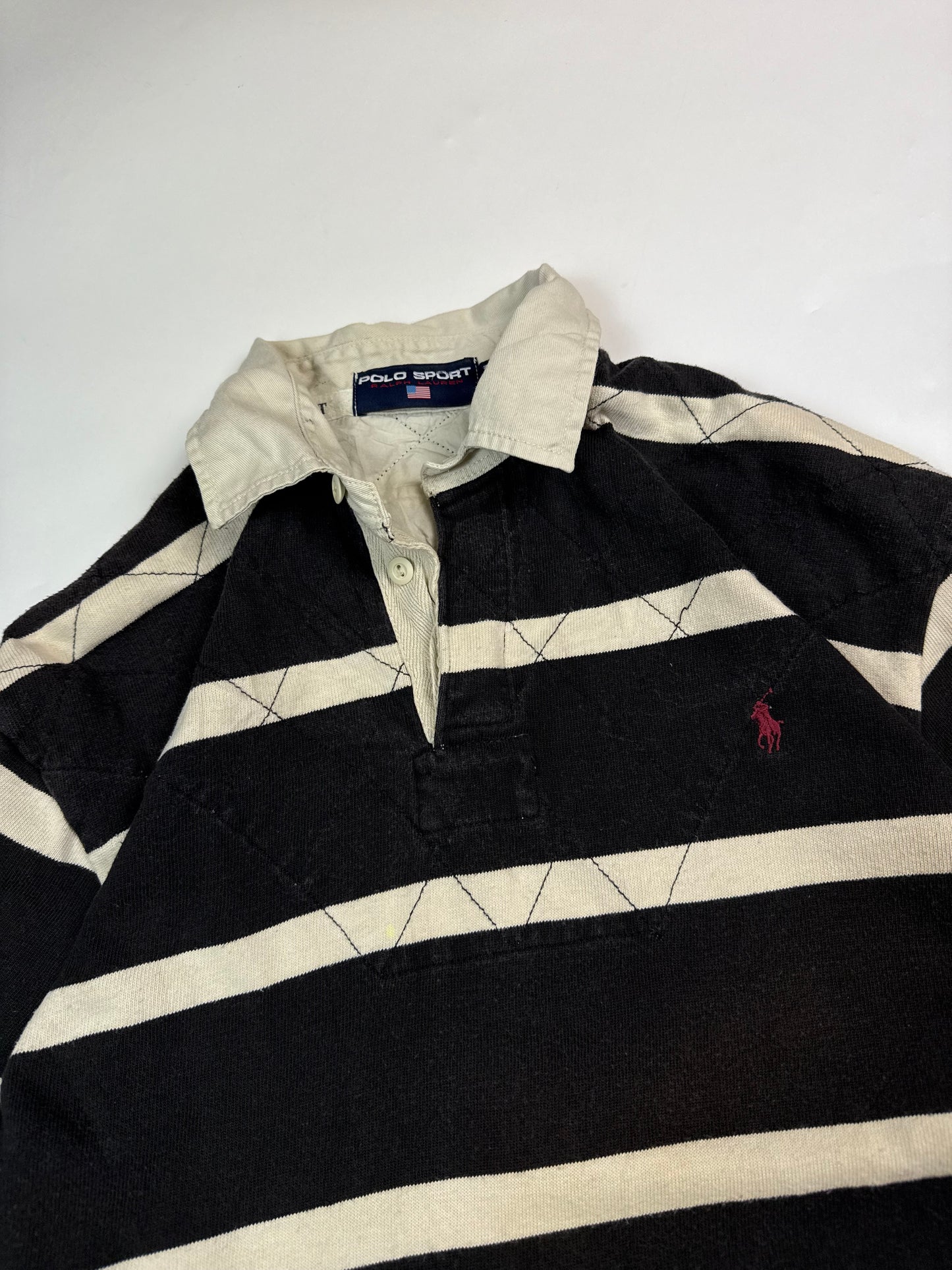 Vintage 90s Polo Sport striped rugby polo shirt (M)