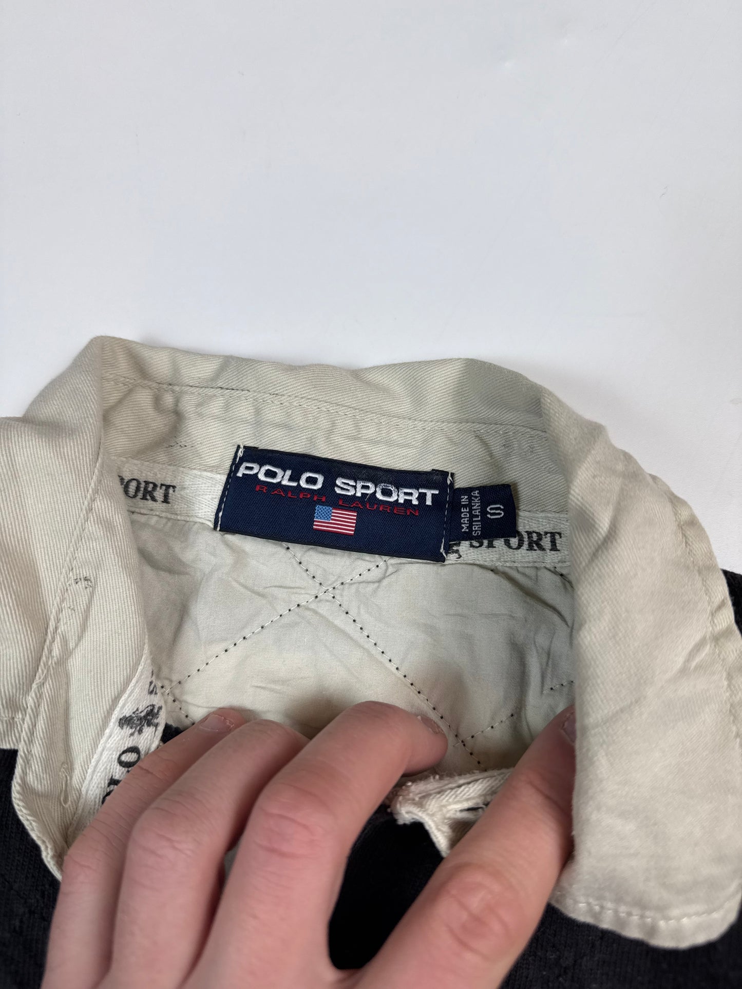 Vintage 90s Polo Sport striped rugby polo shirt (M)