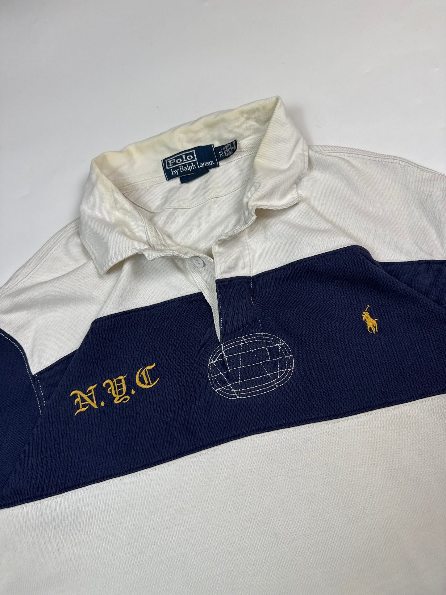 Vintage Polo Ralph Lauren NYC striped rugby polo shirt (XL)