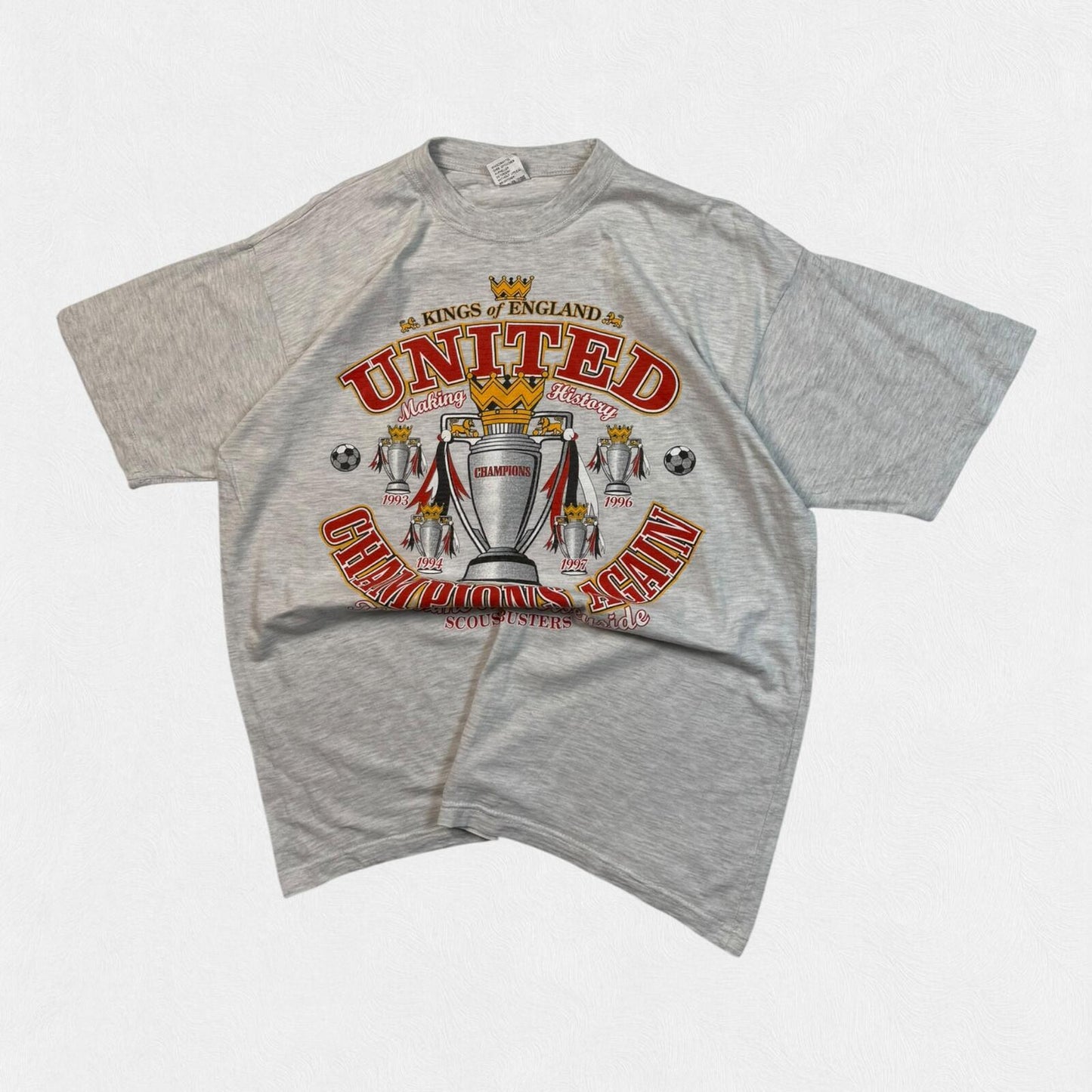 Vintage 90s Manchester United champions football graphic tee (XXL)
