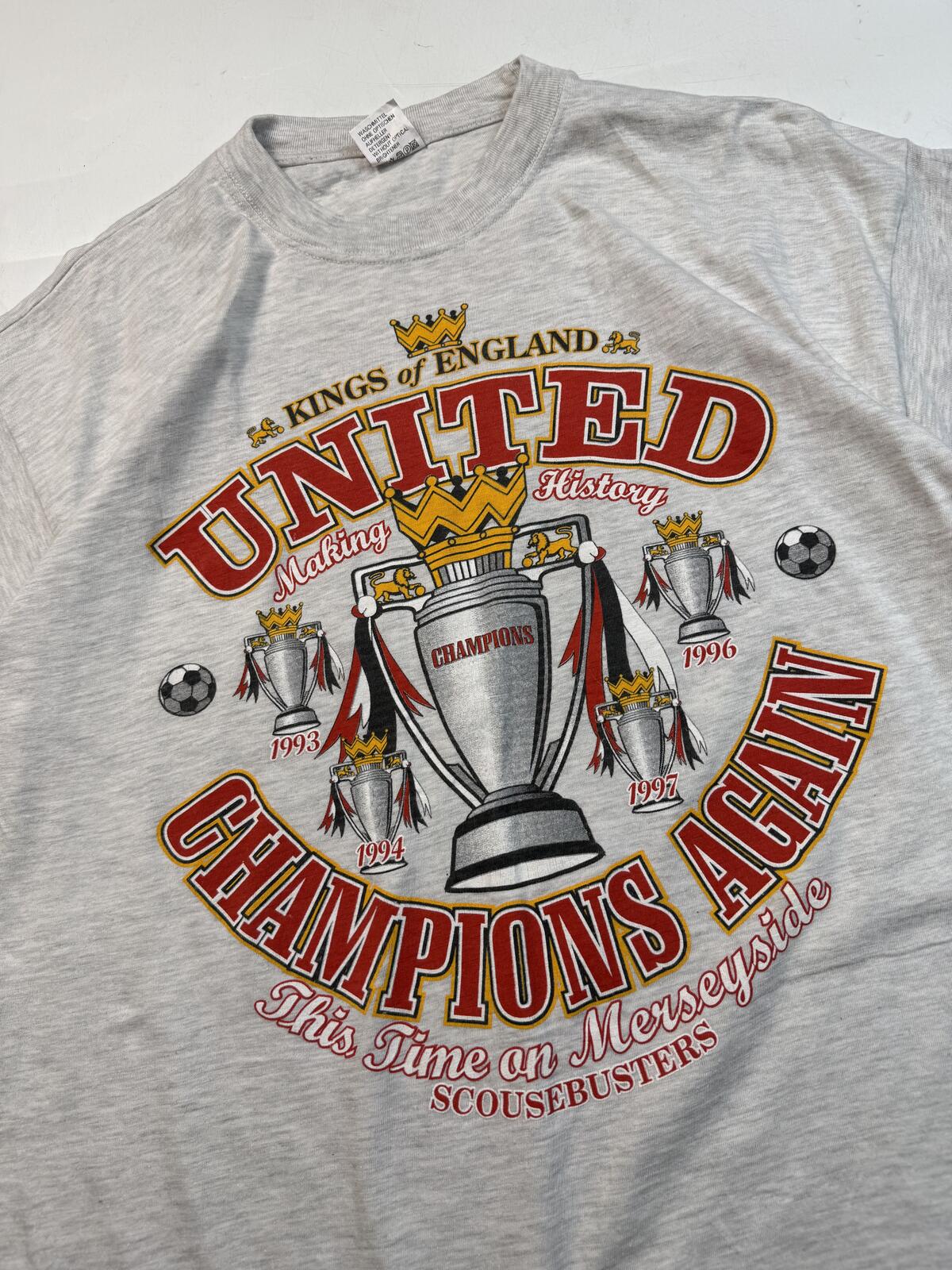 Vintage 90s Manchester United champions football graphic tee (XXL)
