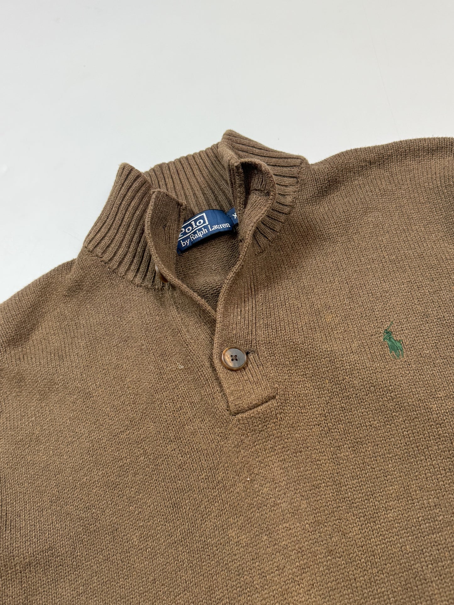 Vintage 90s Polo Ralph Lauren quarter button up knit sweater (XL)