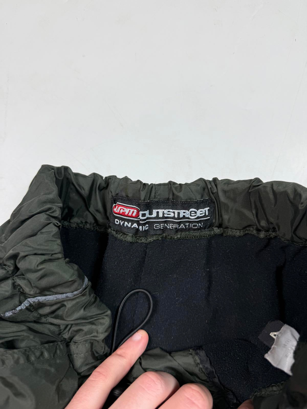 Vintage fleece lined waterproof baggy track pants (M)