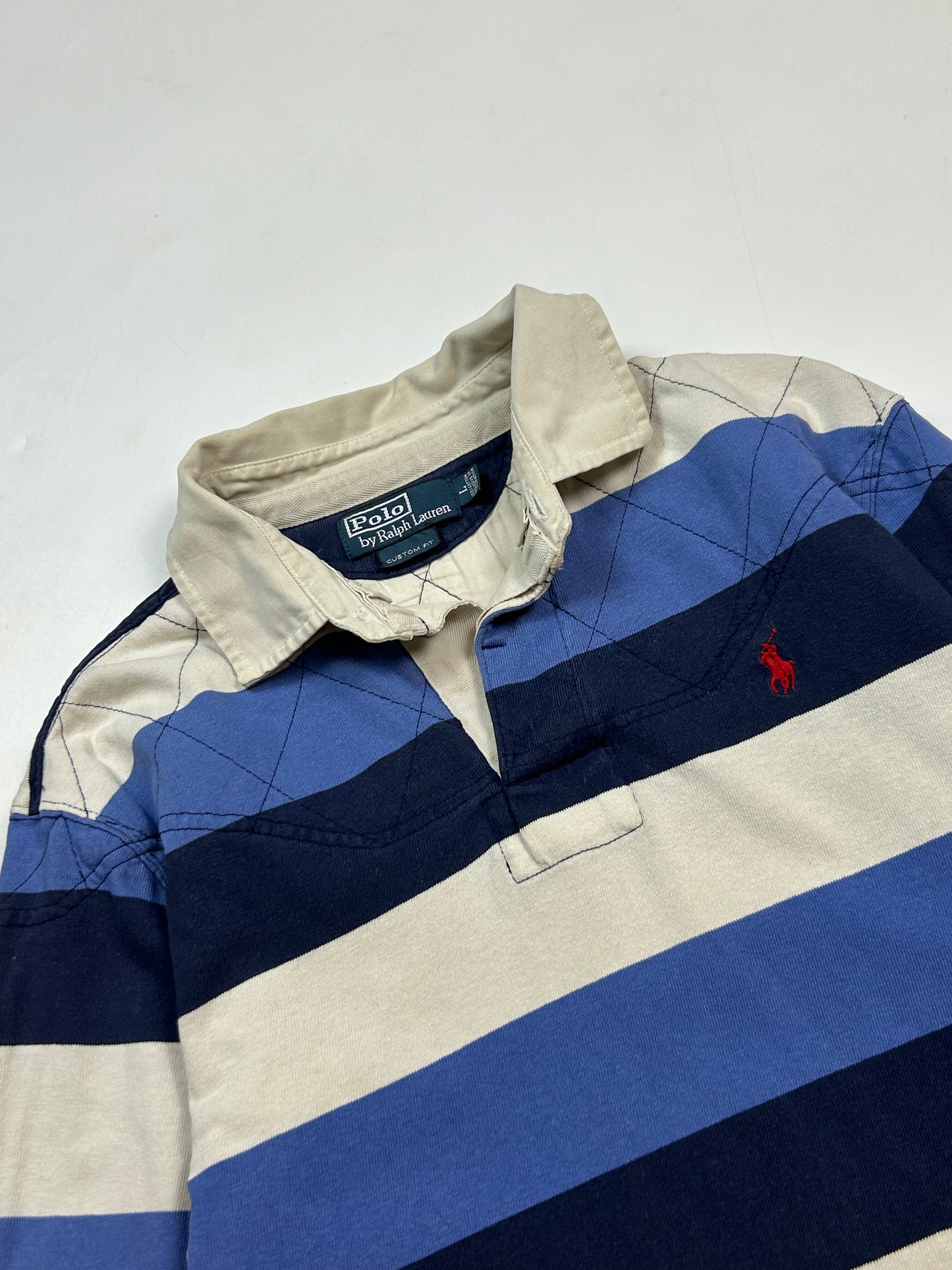 Vintage 90s Ralph Lauren striped rugby polo shirt (L)