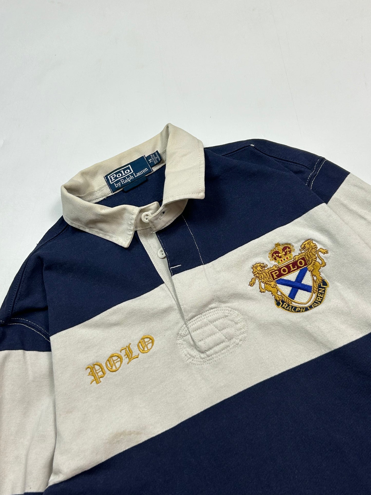 Vintage 90s Polo Ralph Lauren striped rugby polo shirt (M)