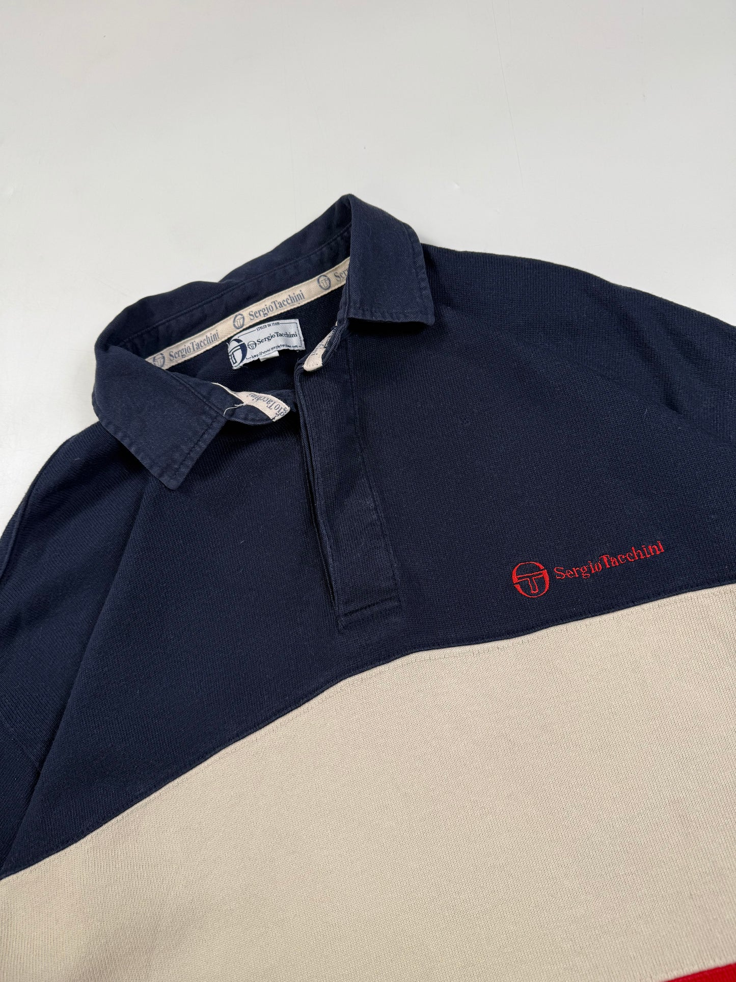 Vintage Sergio Tacchini striped rugby polo (XL)