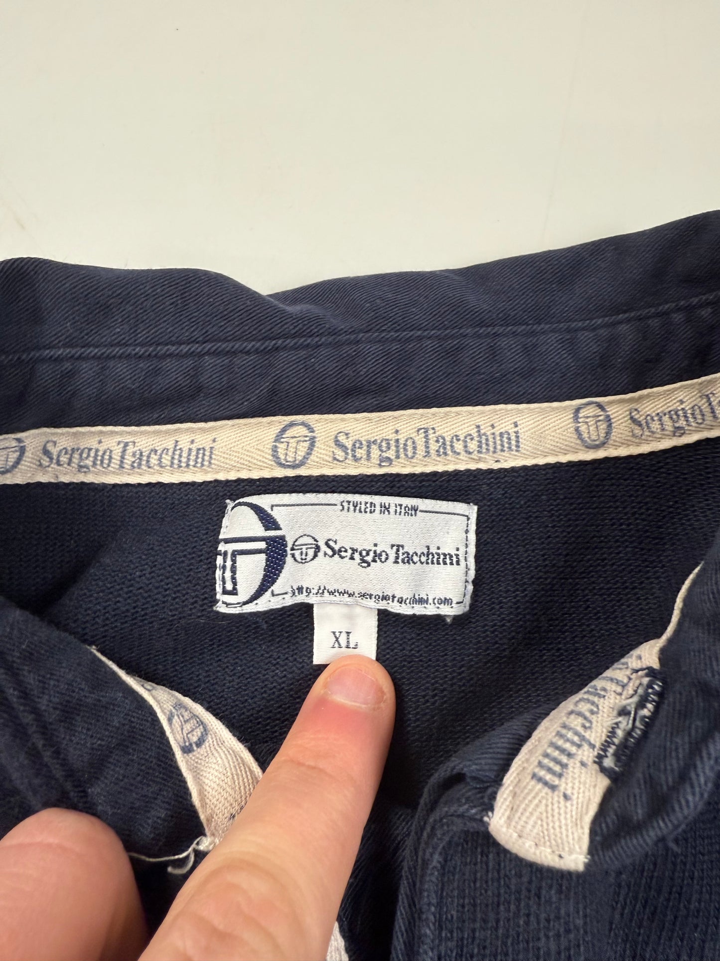 Vintage Sergio Tacchini striped rugby polo (XL)