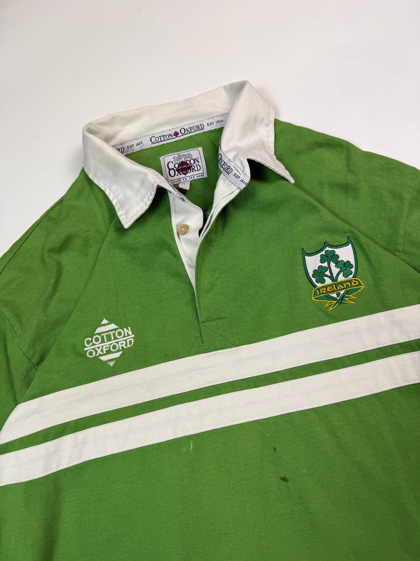 Vintage 90s Ireland Cotton Oxford rugby shirt (XL)