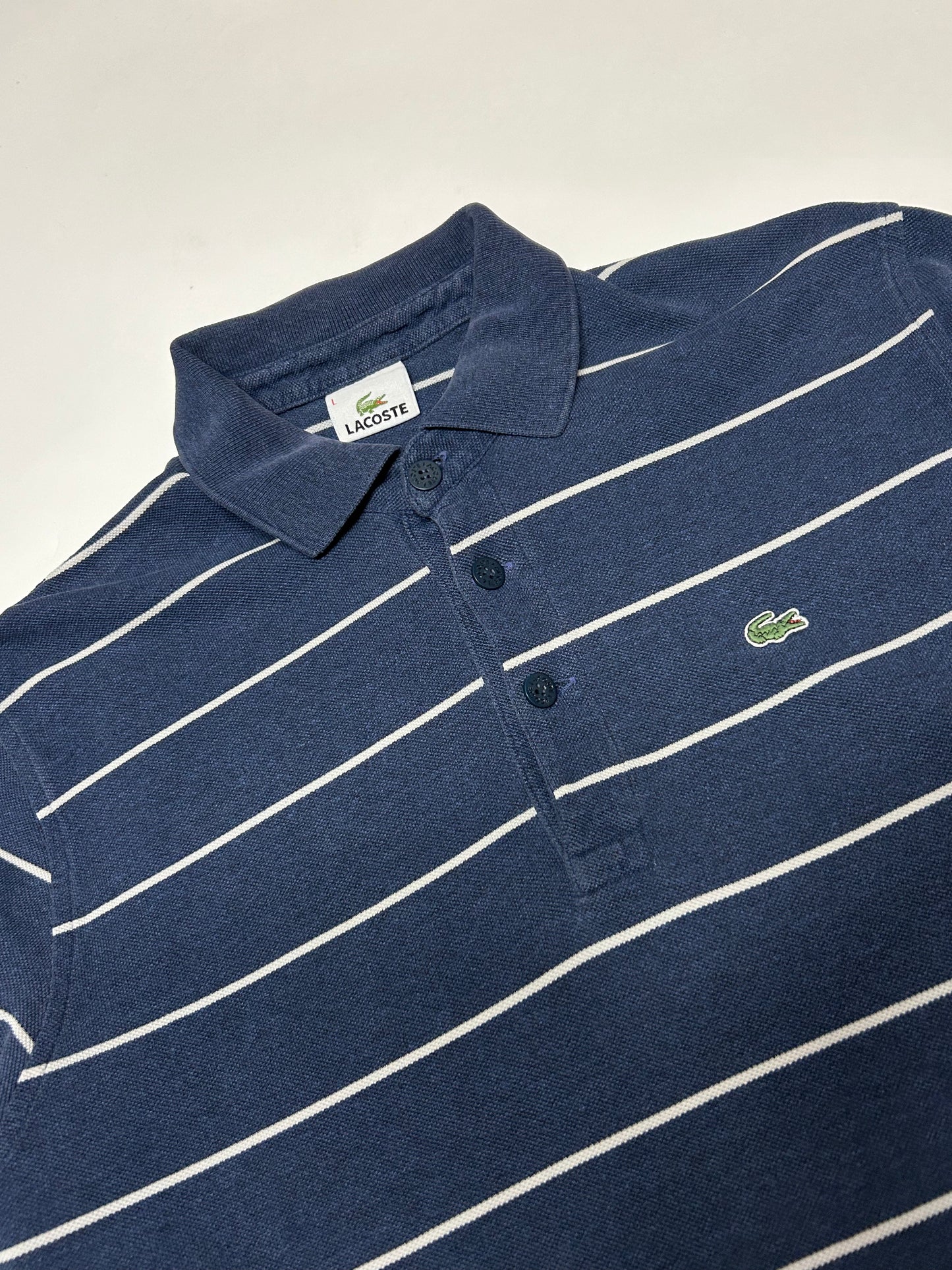 Lacoste long sleeve striped polo shirt (L)
