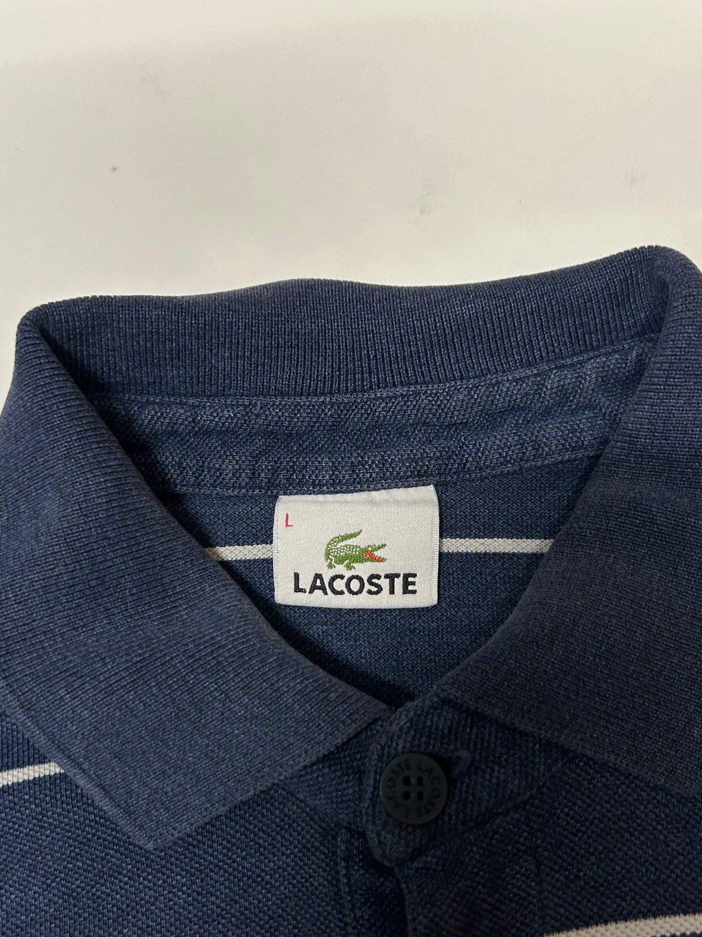 Lacoste long sleeve striped polo shirt (L)