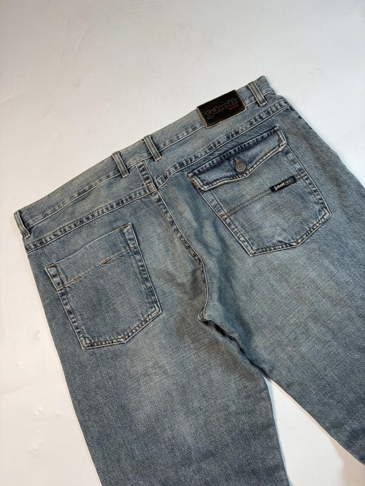 Vintage Schott NYC wide leg baggy hip hop jeans (W40)