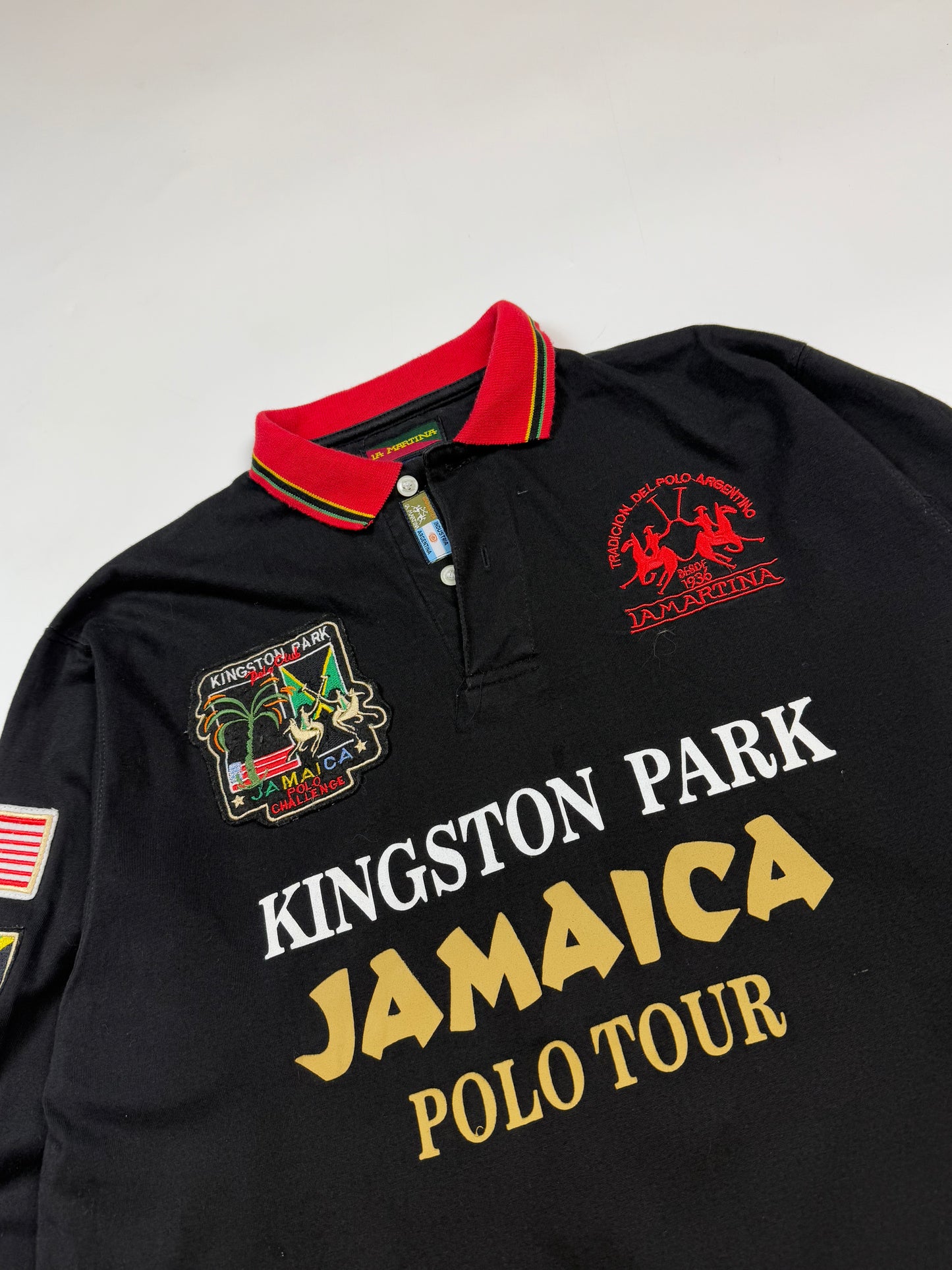 La Martina Kingston Park Jamaica polo tour long sleeve polo shirt (M)